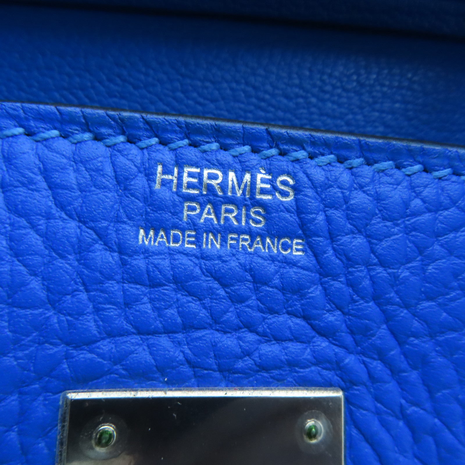 HERMES 【激減優惠】Clemence皮革Birkin 30 Hand Bag銀扣手挽袋藍色