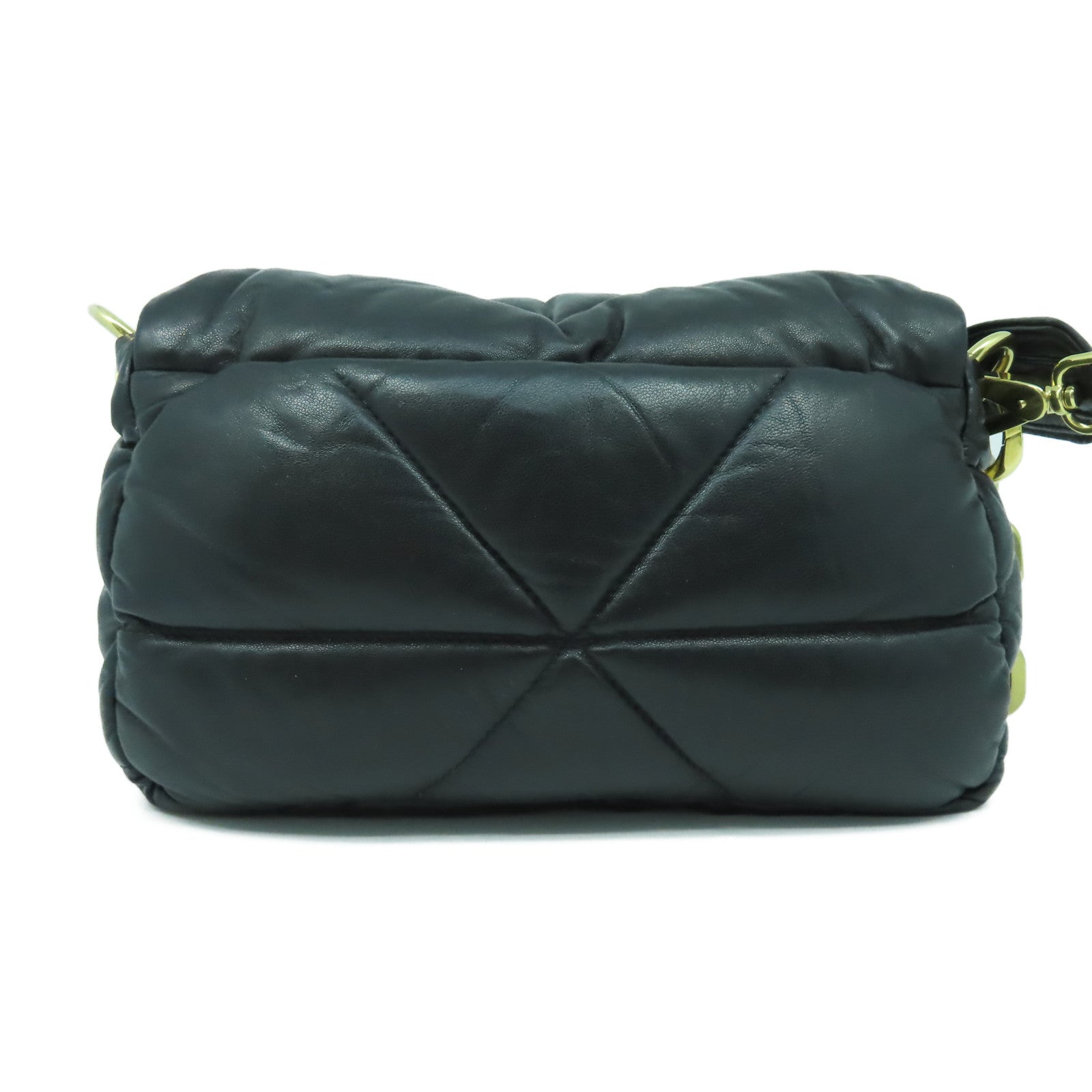 PRADA 羊皮皮革2 Way Shoulder金扣手挽肩背兩用袋黑色