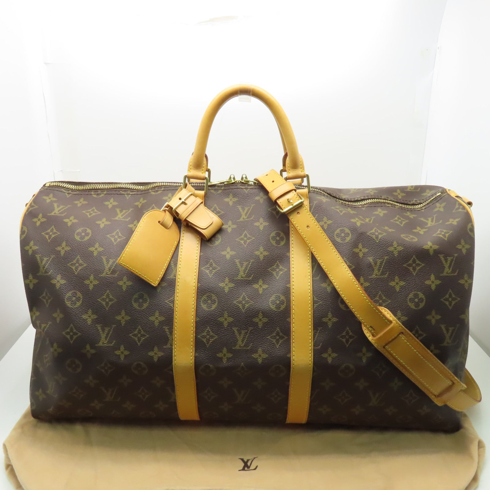 LOUIS VUITTON Monogram Keepall 55 Bandouliere金扣旅行袋啡色