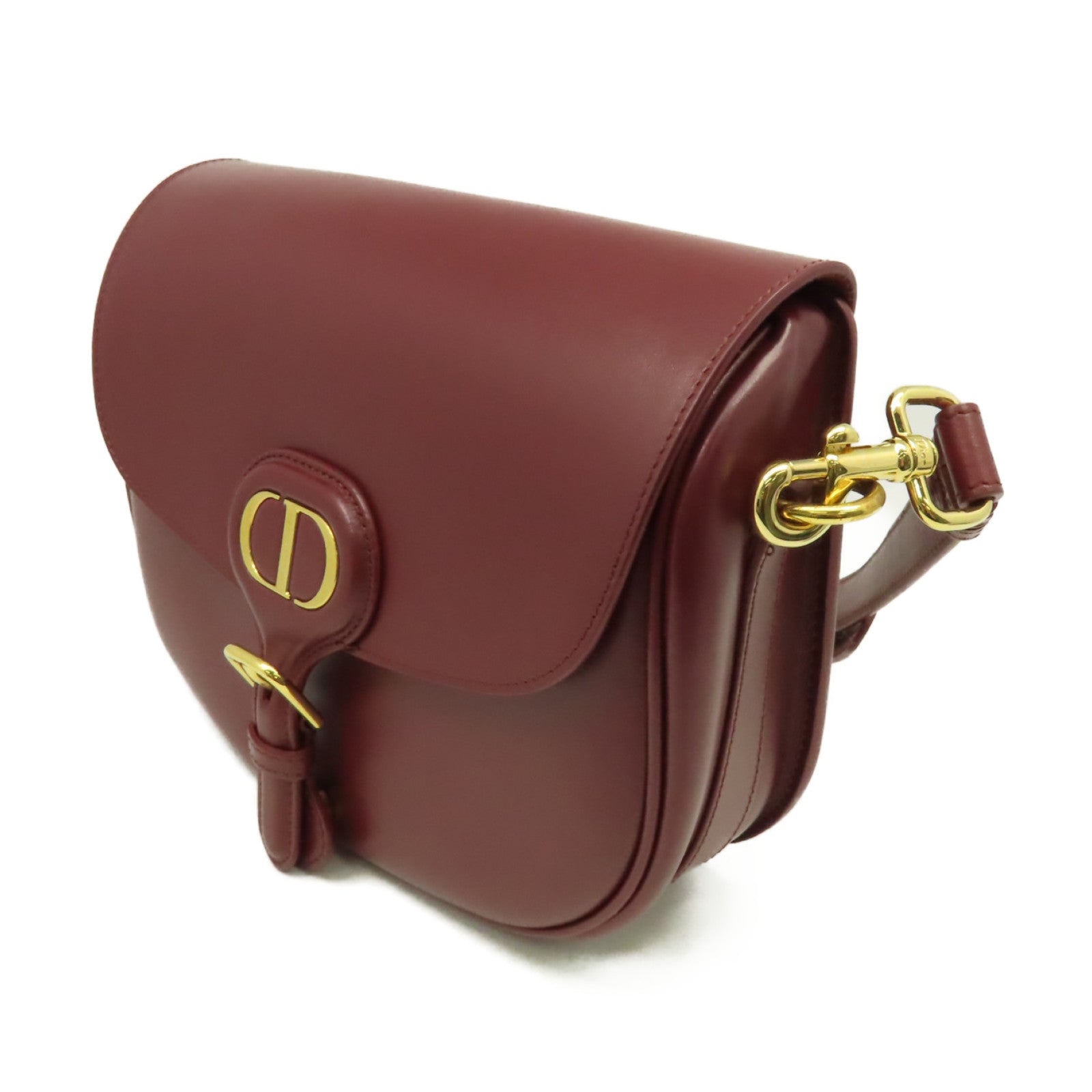 Dior 牛皮皮革Bobby Shoulder Bag金扣肩背袋酒紅色