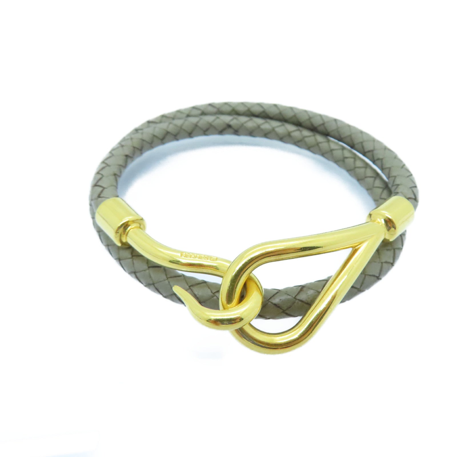 HERMES Swift Leather Jumbo H Bracelet Bracelet Etain Gray/Gold