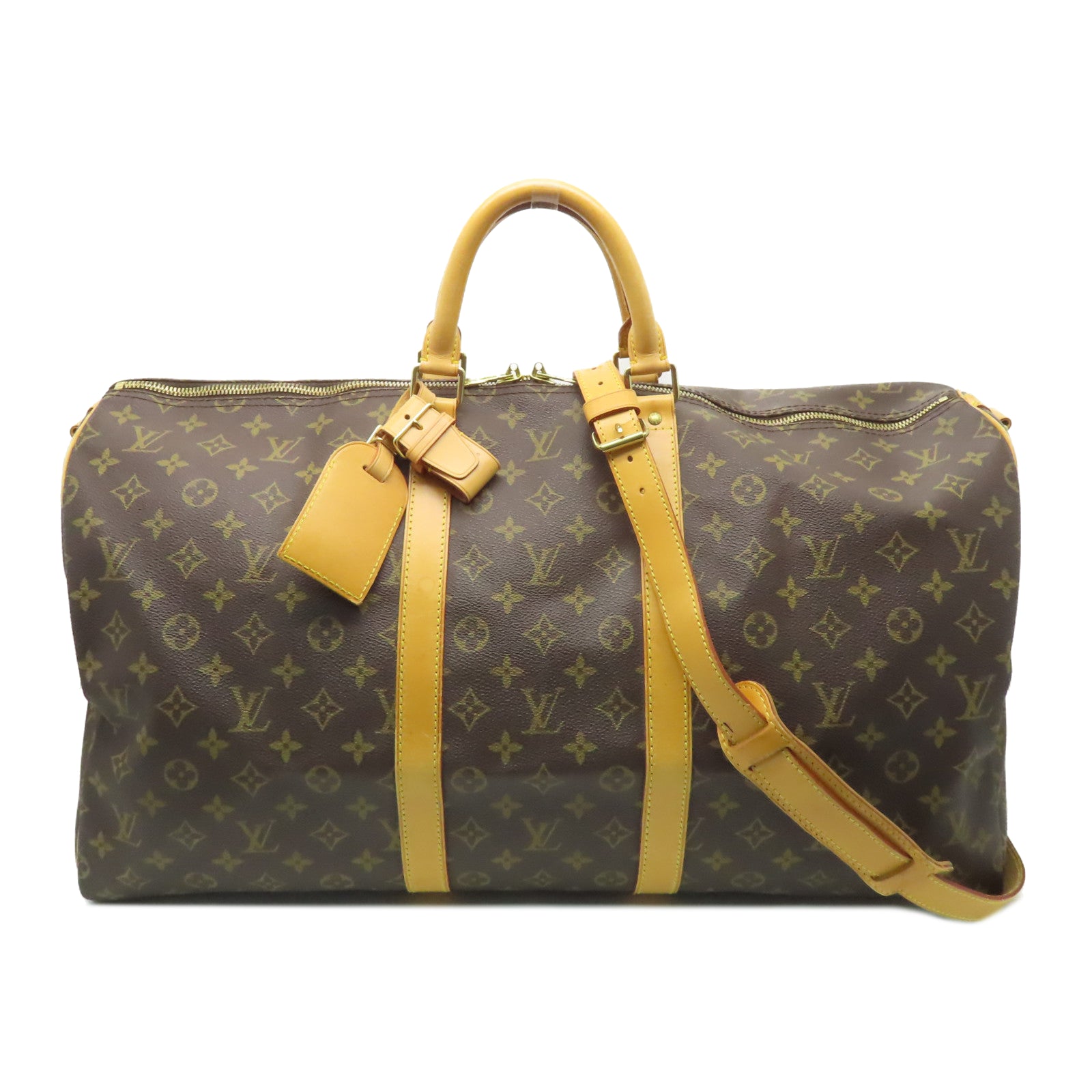 LOUIS VUITTON Monogram Keepall 55 Bandouliere金扣旅行袋啡色