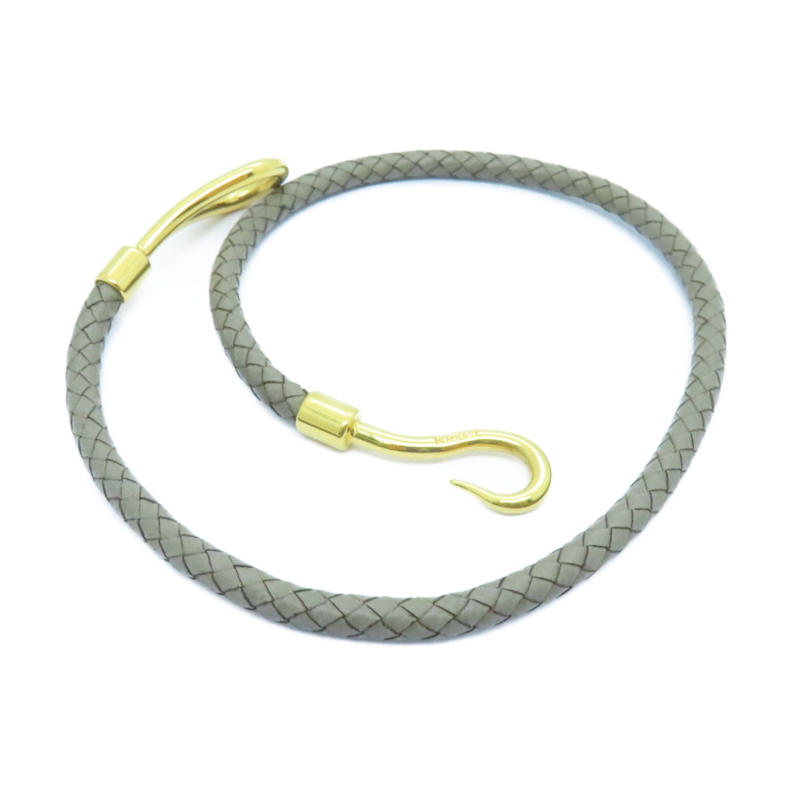 HERMES Swift Leather Jumbo H Bracelet Bracelet Etain Gray/Gold