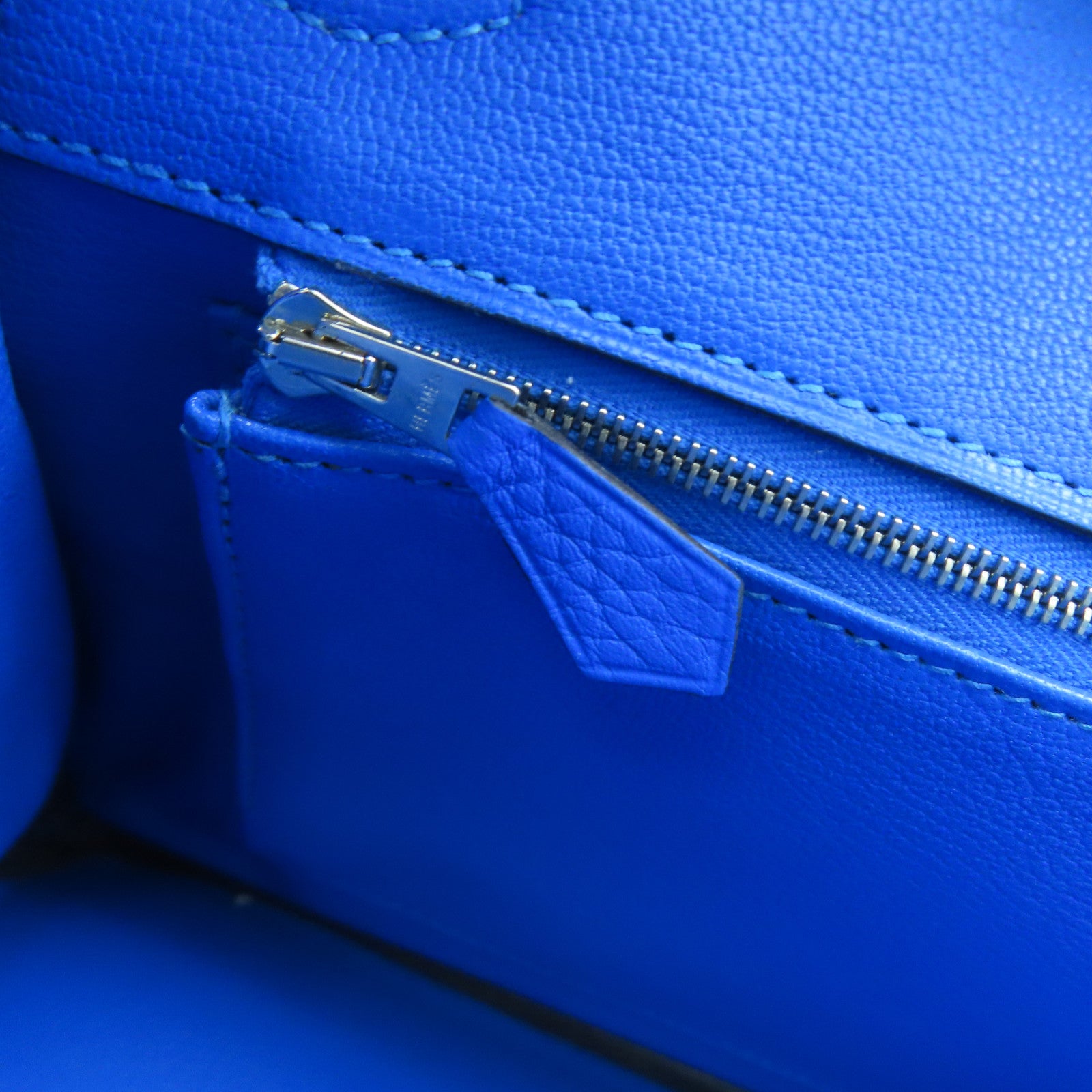 HERMES 【激減優惠】Clemence皮革Birkin 30 Hand Bag銀扣手挽袋藍色