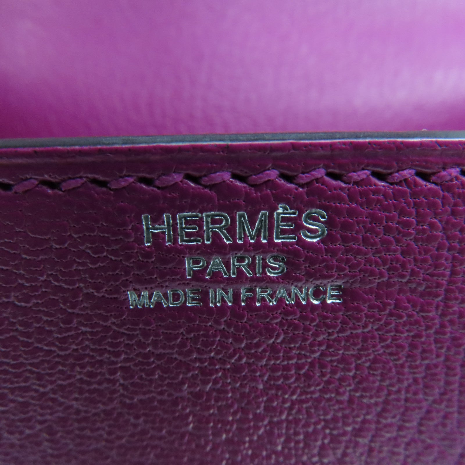 HERMES 【激減優惠】Chevre皮革Cinhetiz 2Way Shoulder Bag銀扣鏈帶手挽肩背兩用袋Rose Purple玫瑰紫色