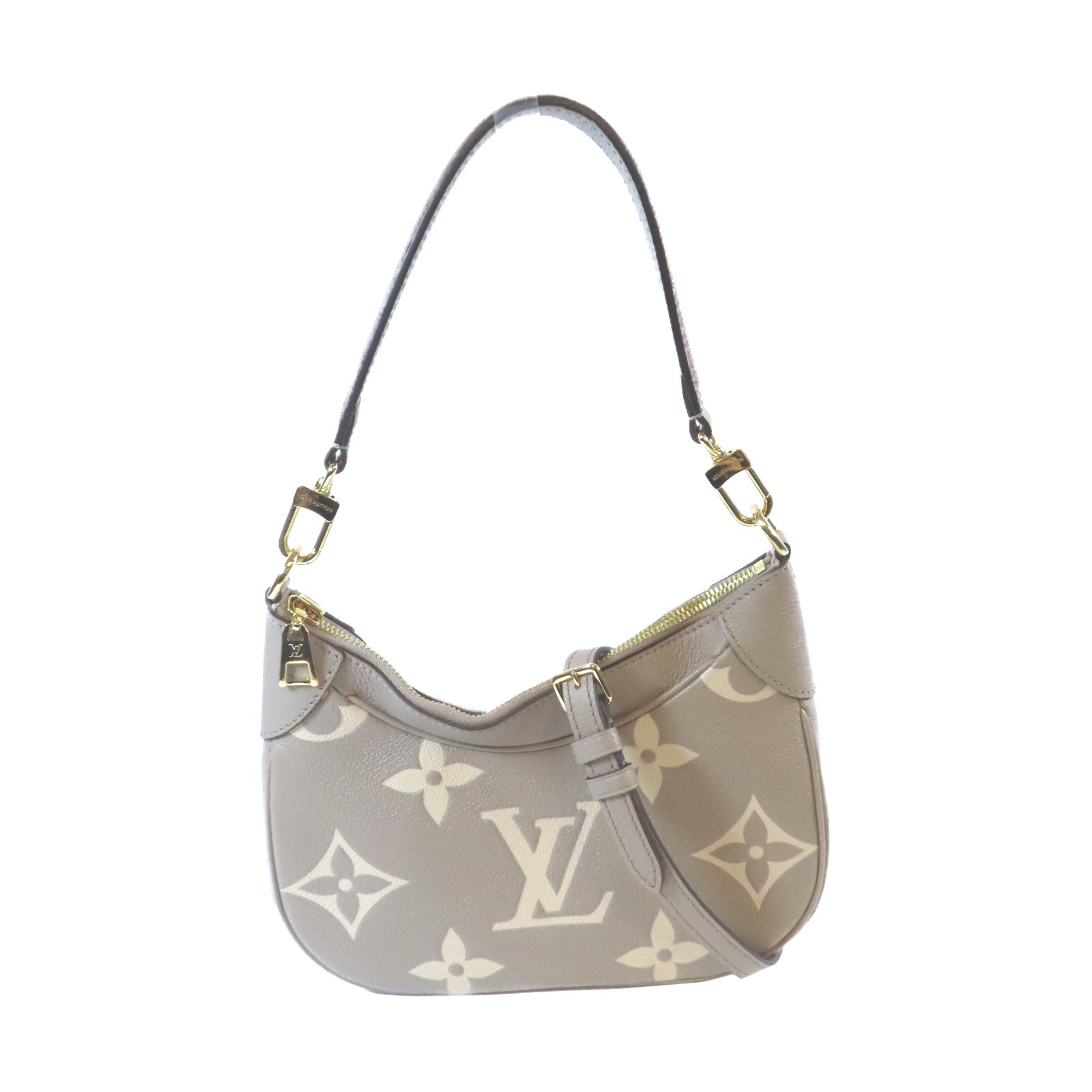 LOUIS VUITTON Monogram Empreinte Bagatelle金扣手挽肩背兩用袋奶油色