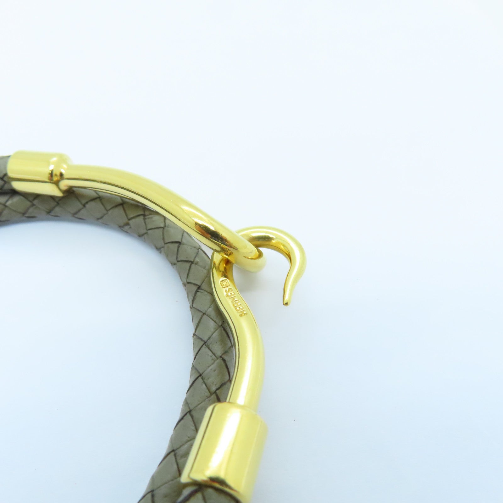 HERMES Swift Leather Jumbo H Bracelet Bracelet Etain Gray/Gold