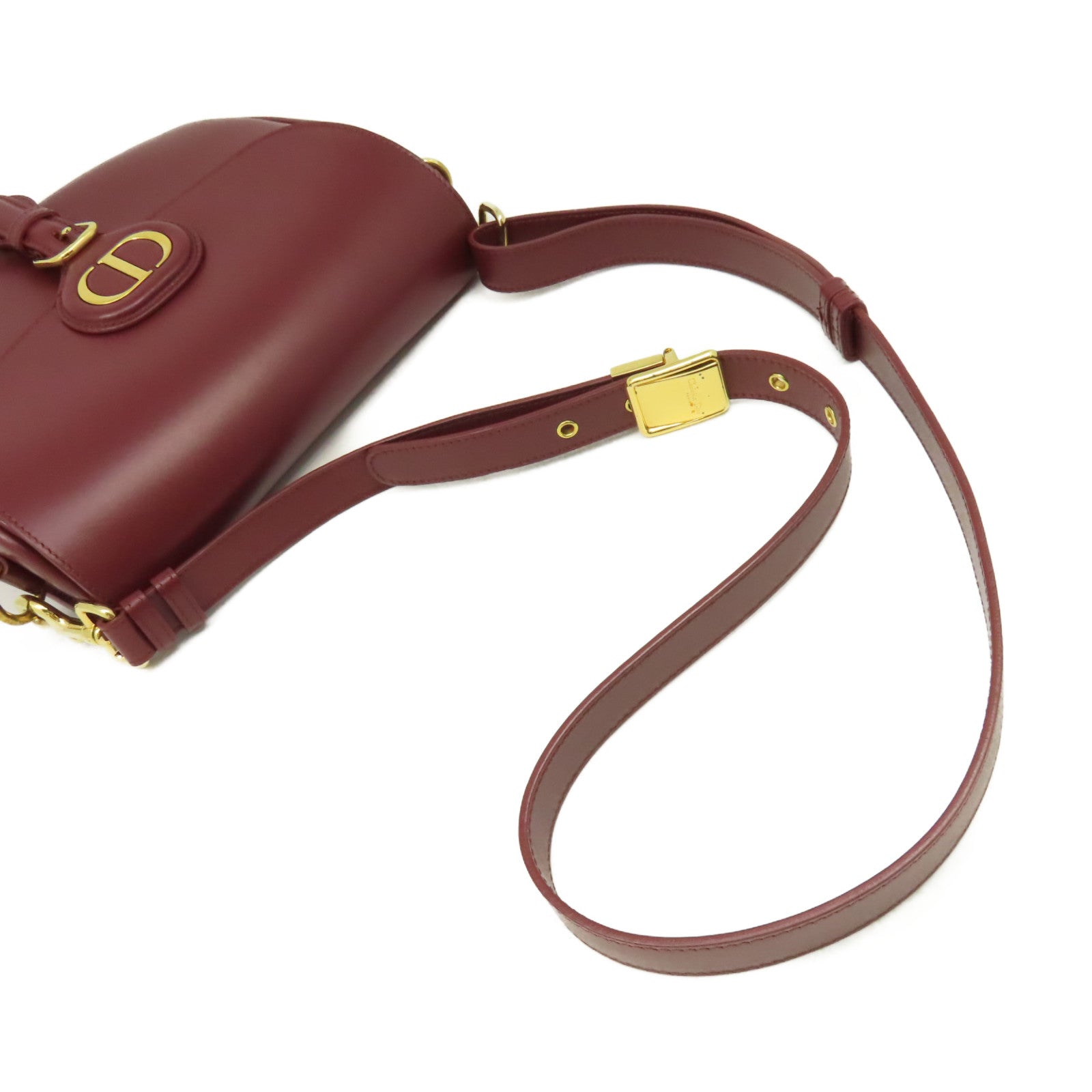Dior 牛皮皮革Bobby Shoulder Bag金扣肩背袋酒紅色