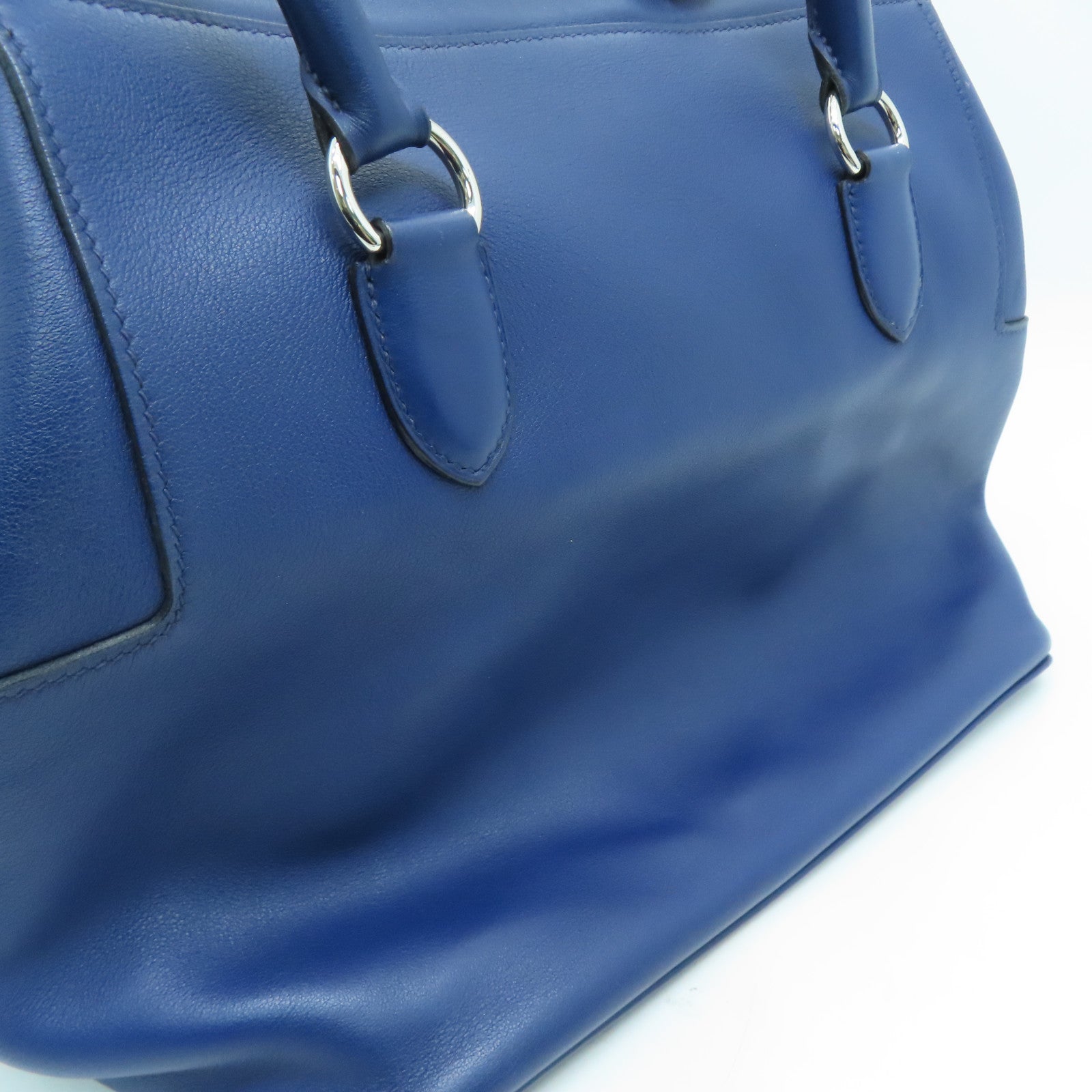 HERMES 【Sharp Discount】Evercolor Leather Toolbox 26 Silver Buckle Handle Shoulder Back Dual-purpose Bag Blue