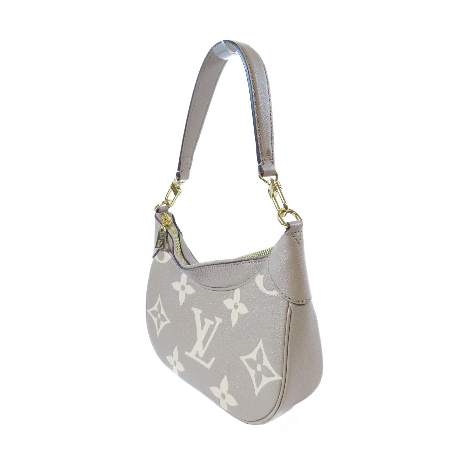 LOUIS VUITTON Monogram Empreinte Bagatelle金扣手挽肩背兩用袋奶油色