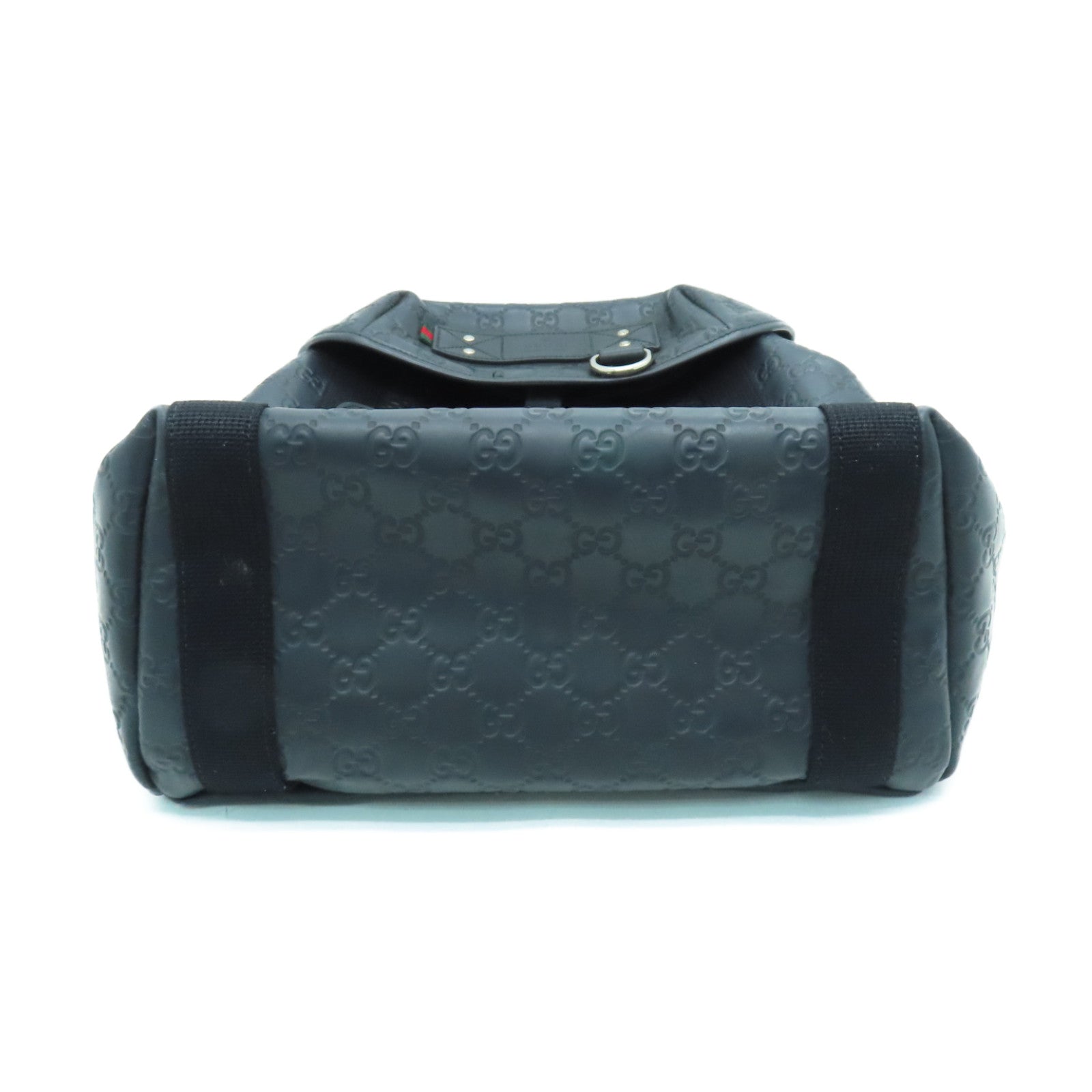 GUCCI Cowhide Leather Backpack Silver Buckle Backpack Black