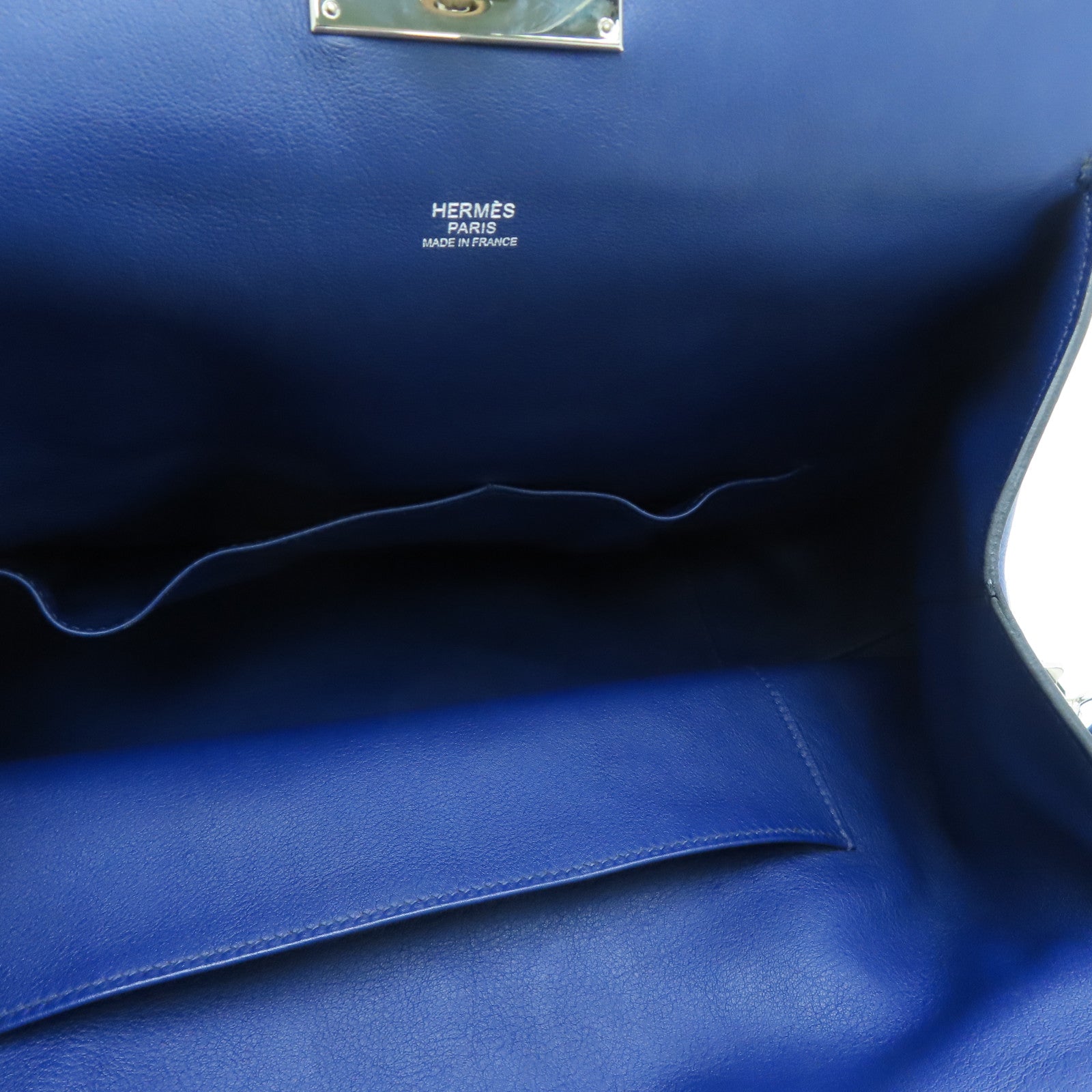 HERMES 【Sharp Discount】Evercolor Leather Toolbox 26 Silver Buckle Handle Shoulder Back Dual-purpose Bag Blue