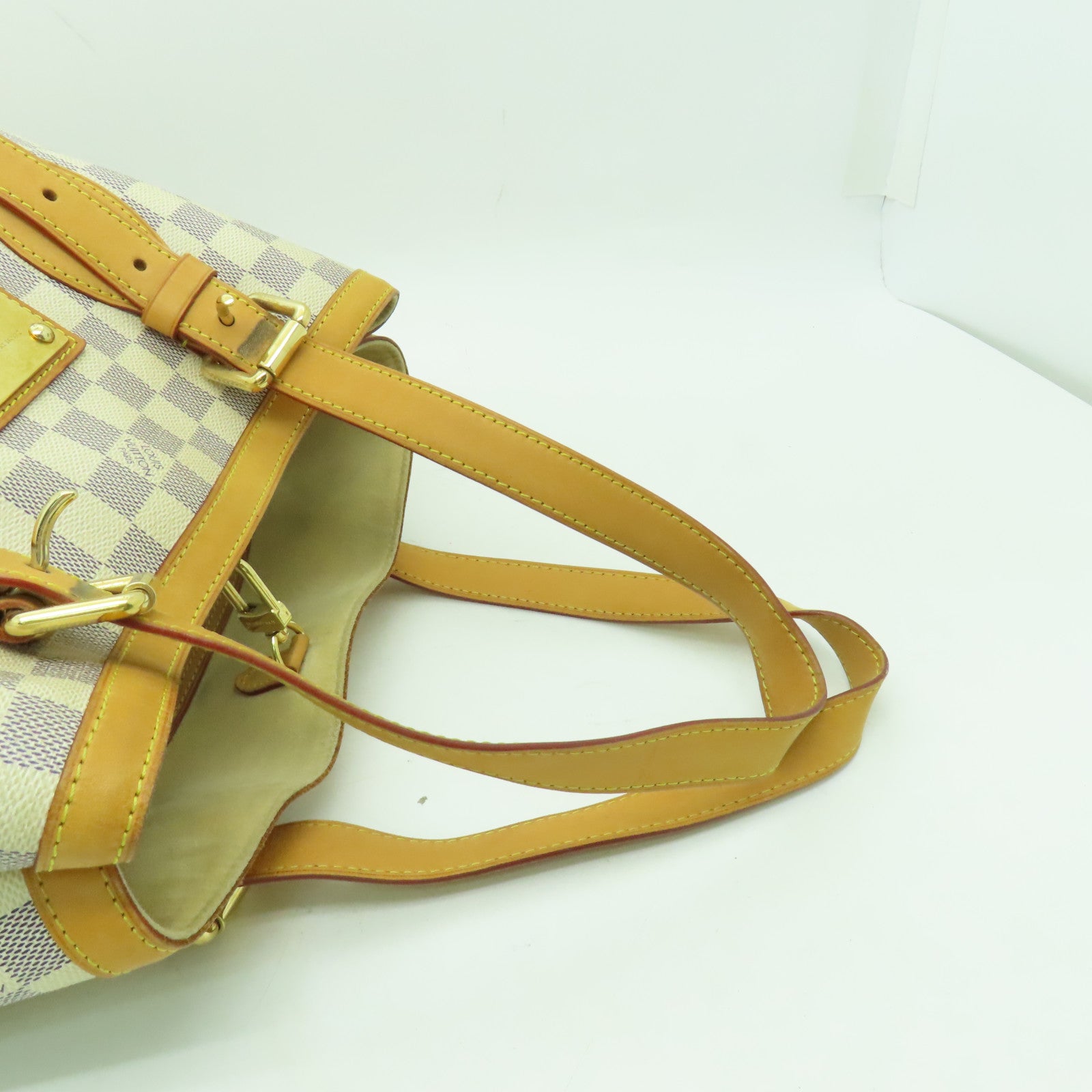 LOUIS VUITTON Damier Azur Hampstead MM金扣肩背袋白色