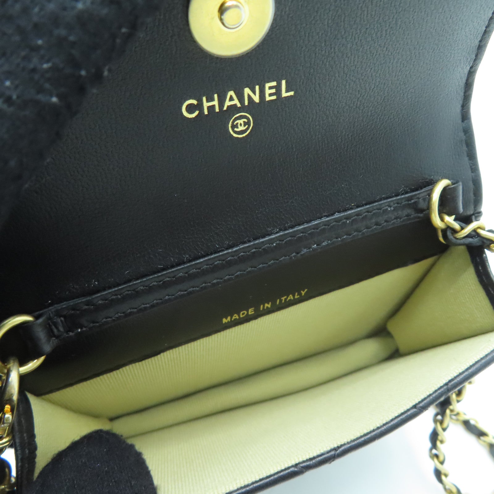 CHANEL 【激减优惠】菱格羊皮皮革Clutch With Chain肩背袋黑色