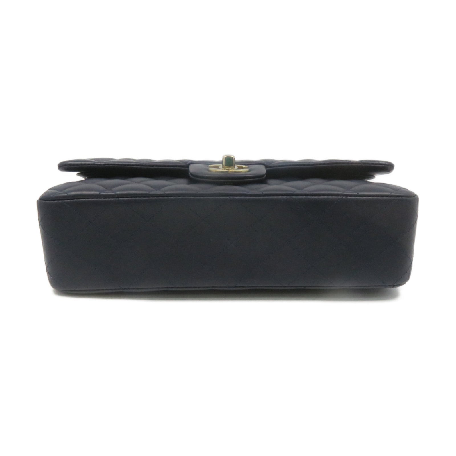 CHANEL 菱格羊皮皮革Classic Chain Shoulder Bag金扣链带肩背袋宝蓝色