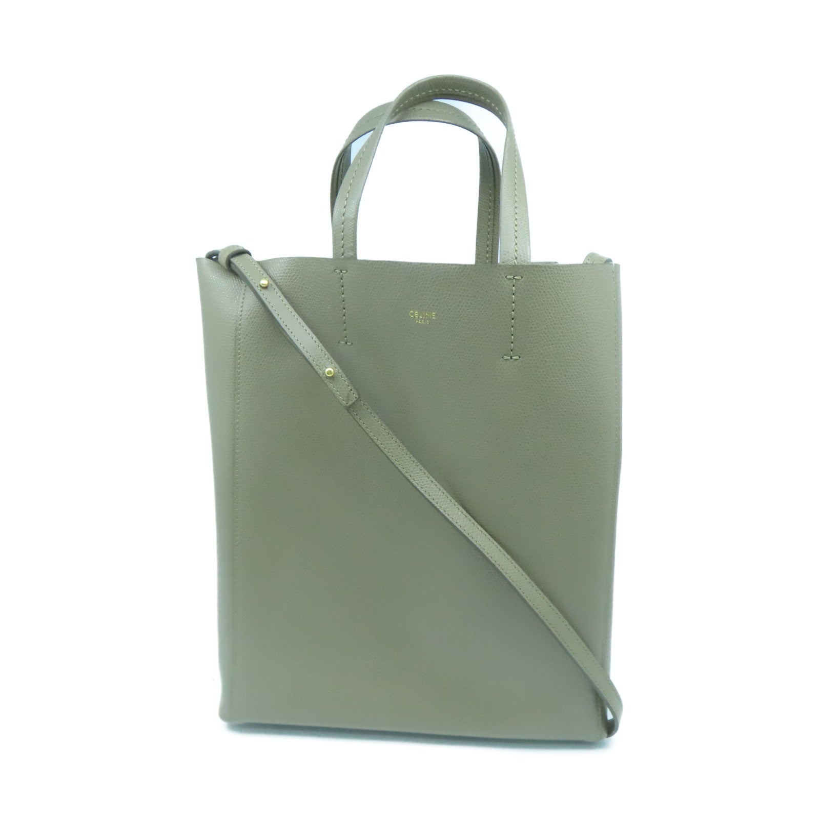 CELINE 牛皮皮革Small Cabag金扣手挽肩背两用袋灰色