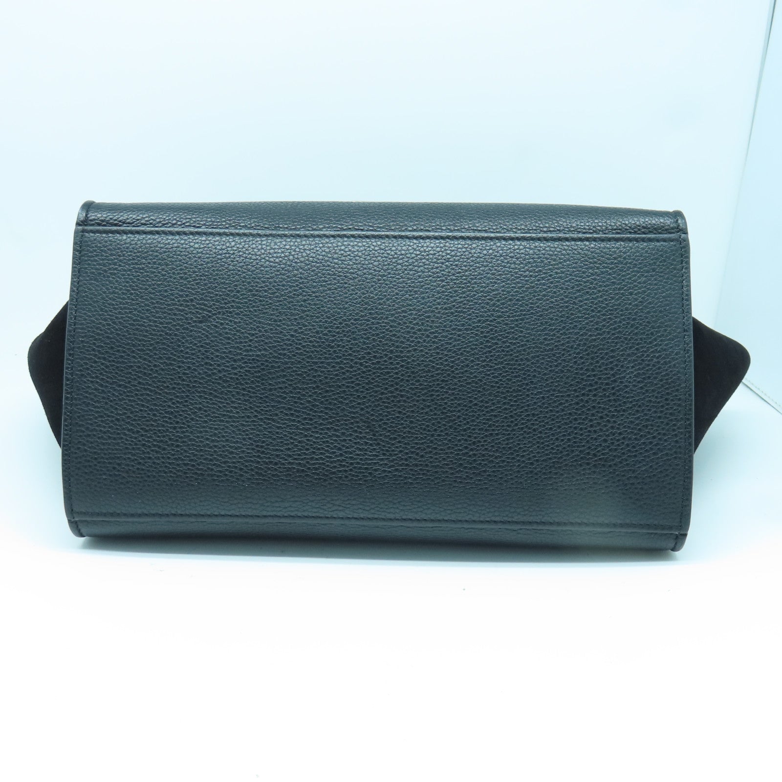 CELINE 牛皮皮革Trapeze银扣手挽肩背两用袋黑色