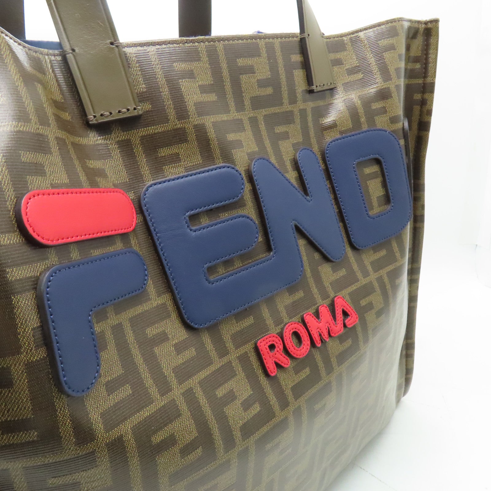 FENDI 塗層帆布Tote Bag金扣手挽袋啡色