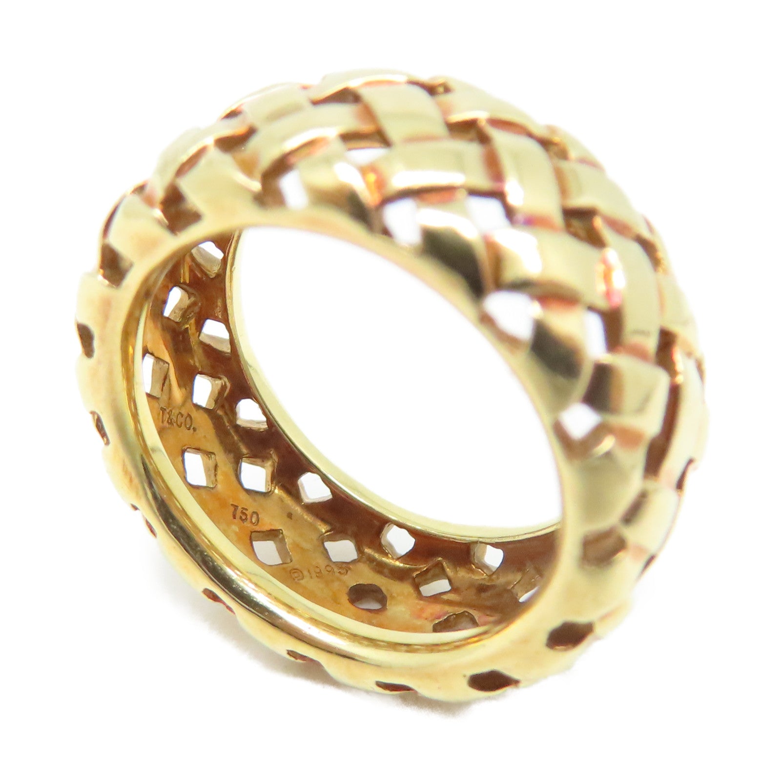 TIFFANY＆CO 【激減優惠】18K黃金Basket Weave戒指US#5