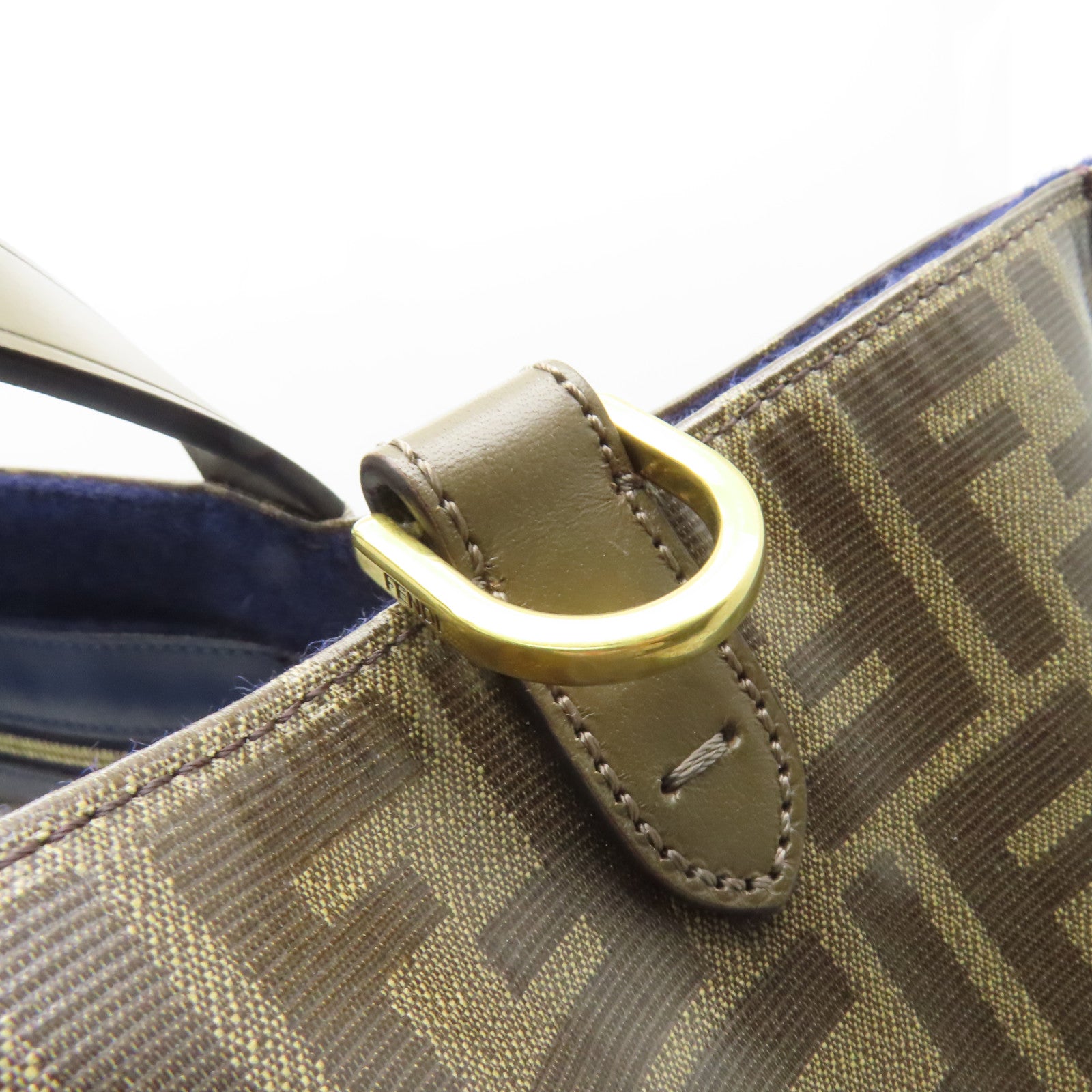 FENDI 塗層帆布Tote Bag金扣手挽袋啡色