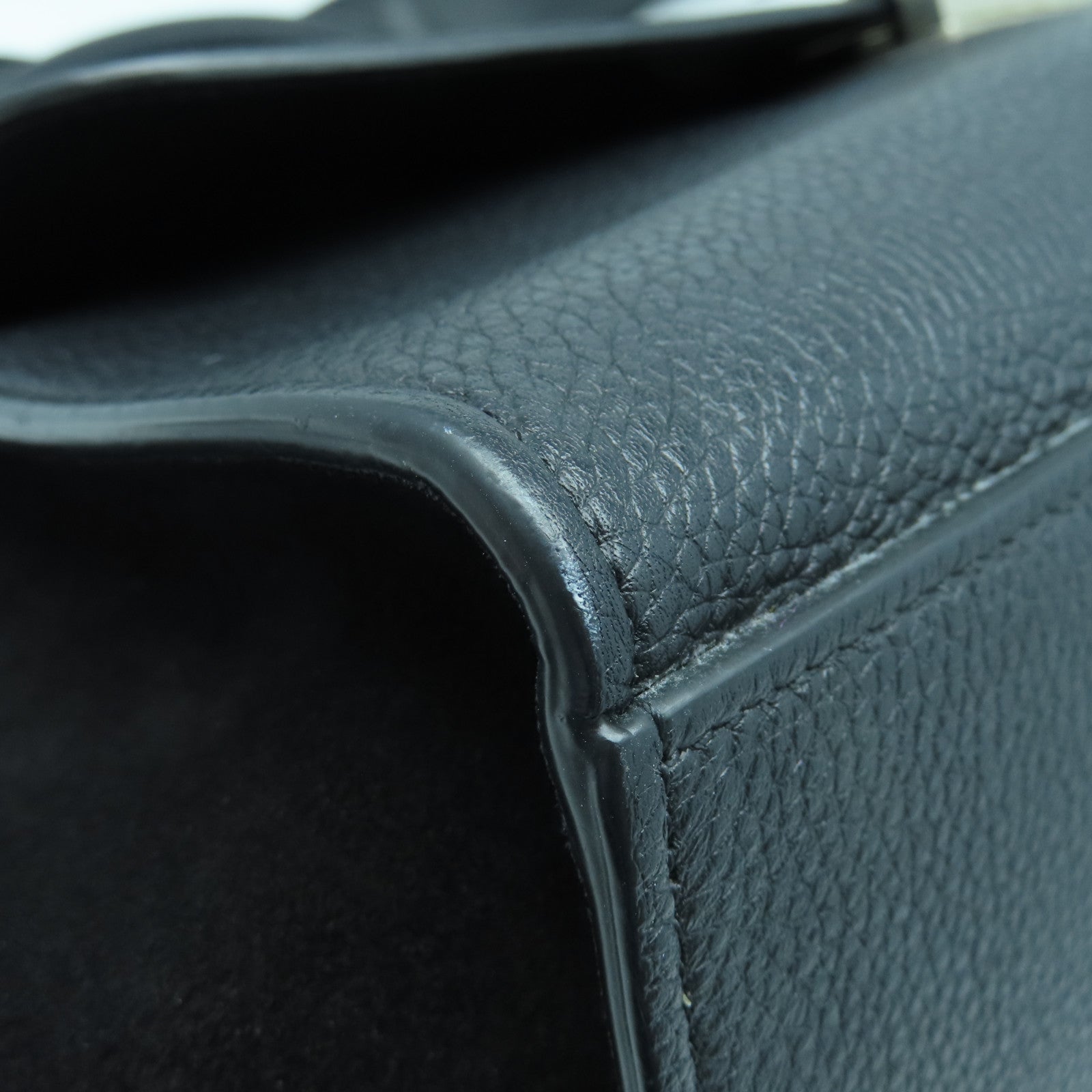 CELINE 牛皮皮革Trapeze银扣手挽肩背两用袋黑色