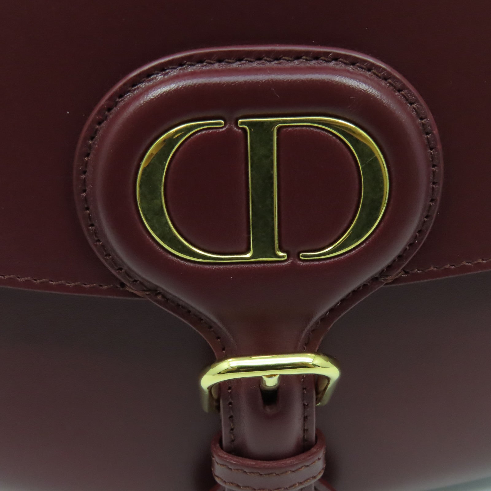 Dior 牛皮皮革Bobby Shoulder Bag金扣肩背袋酒紅色