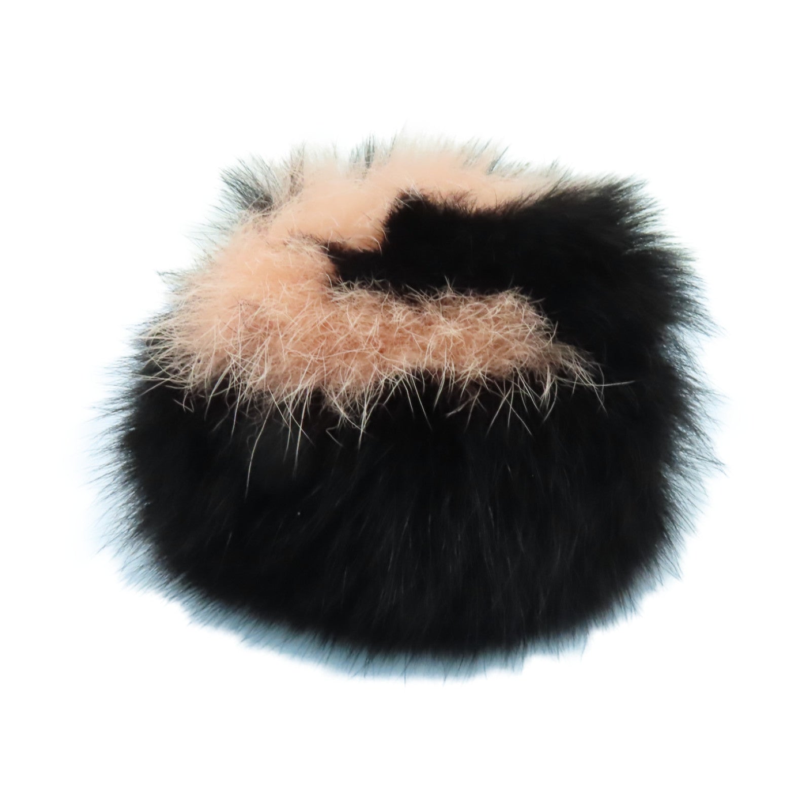 FENDI 毛茸Charm銀扣掛飾黒色/粉紅色