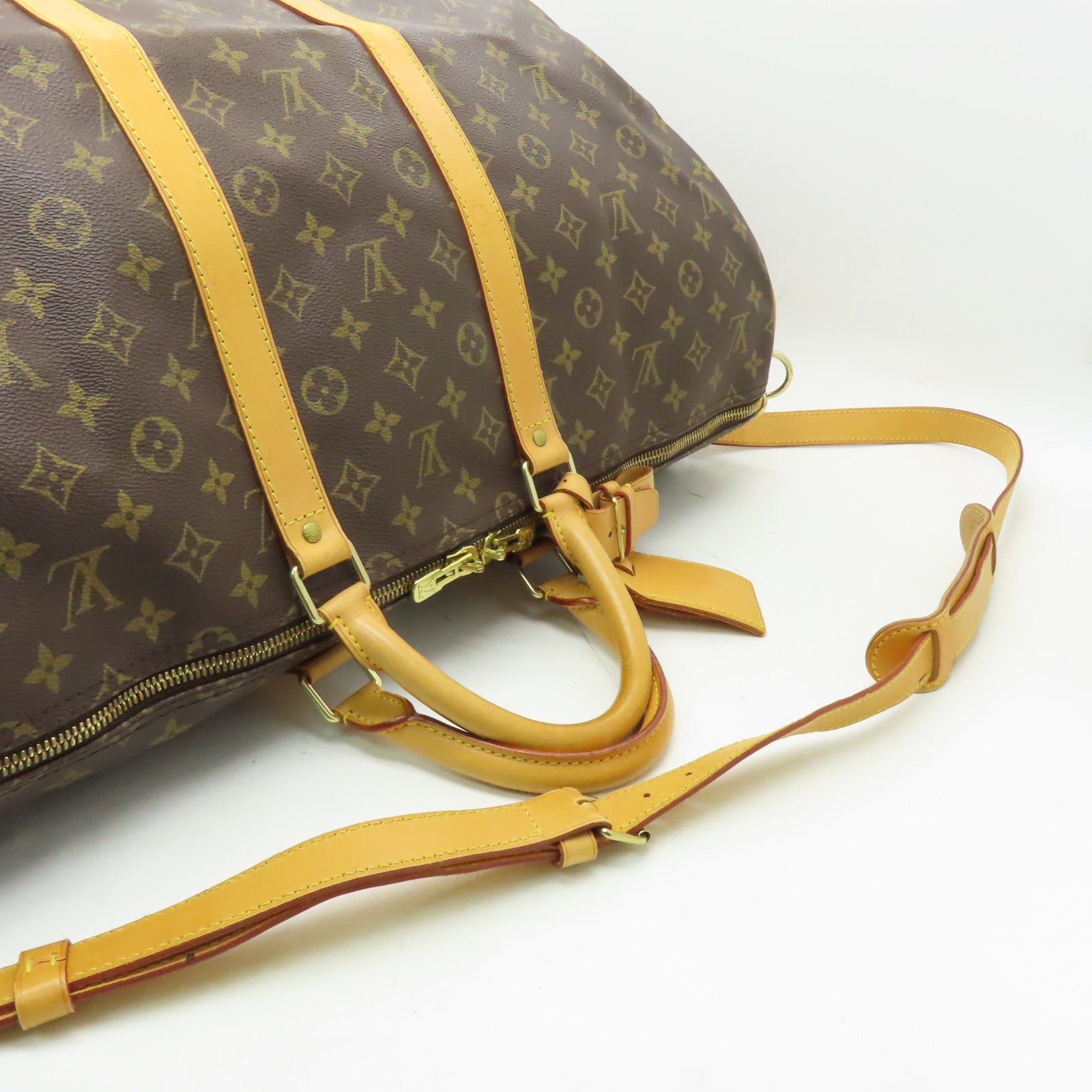 LOUIS VUITTON Monogram Keepall 55 Bandouliere金扣旅行袋啡色