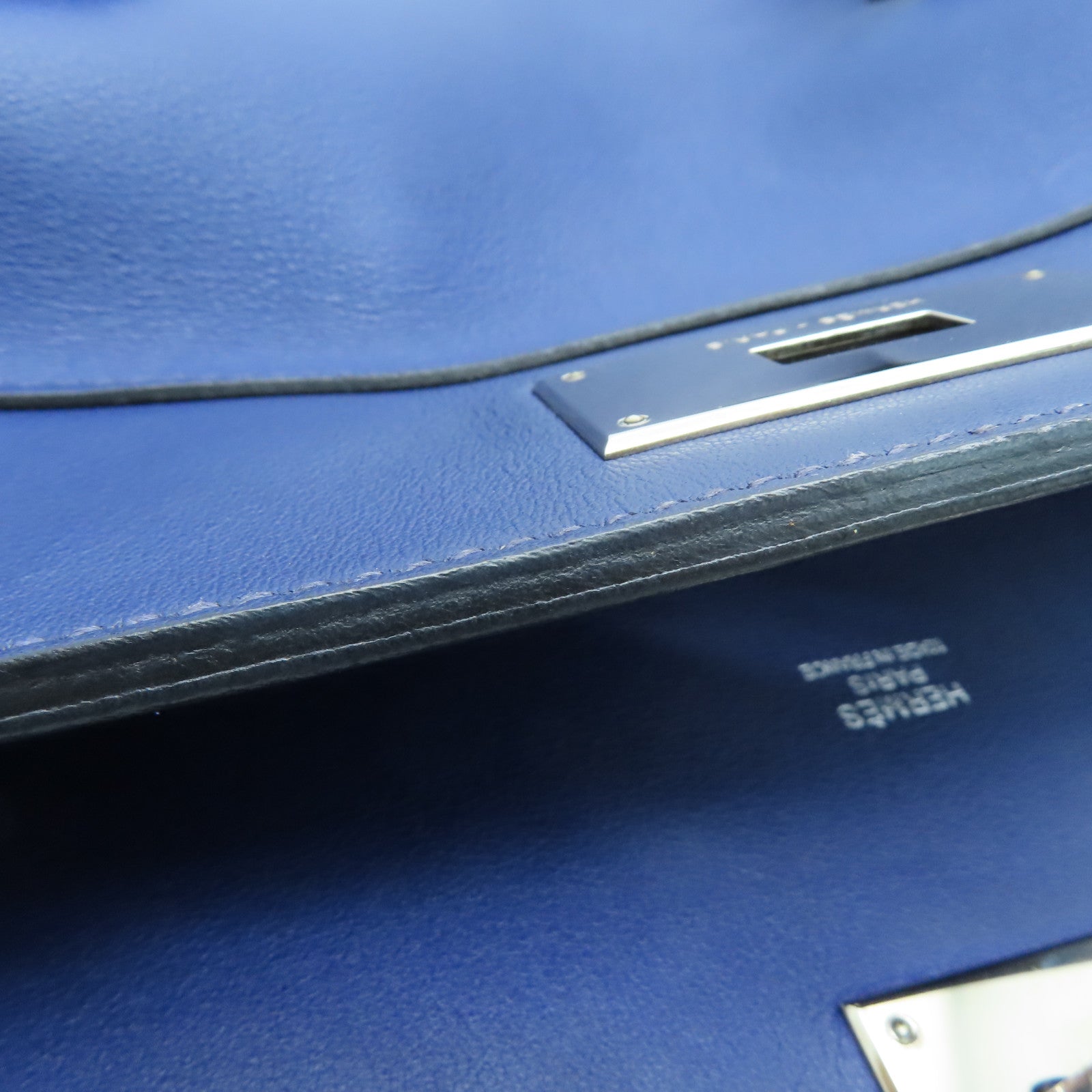 HERMES 【Sharp Discount】Evercolor Leather Toolbox 26 Silver Buckle Handle Shoulder Back Dual-purpose Bag Blue