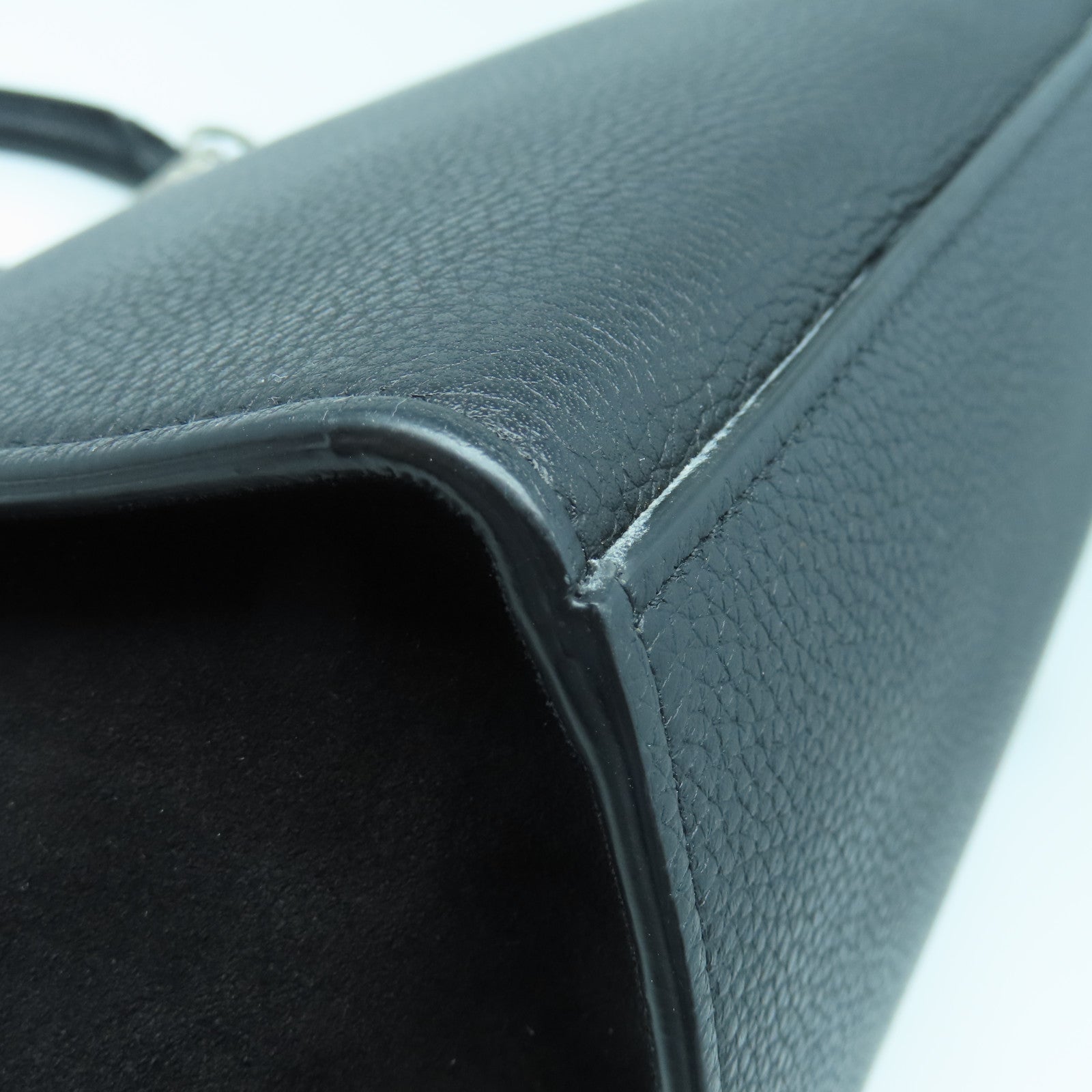 CELINE 牛皮皮革Trapeze银扣手挽肩背两用袋黑色