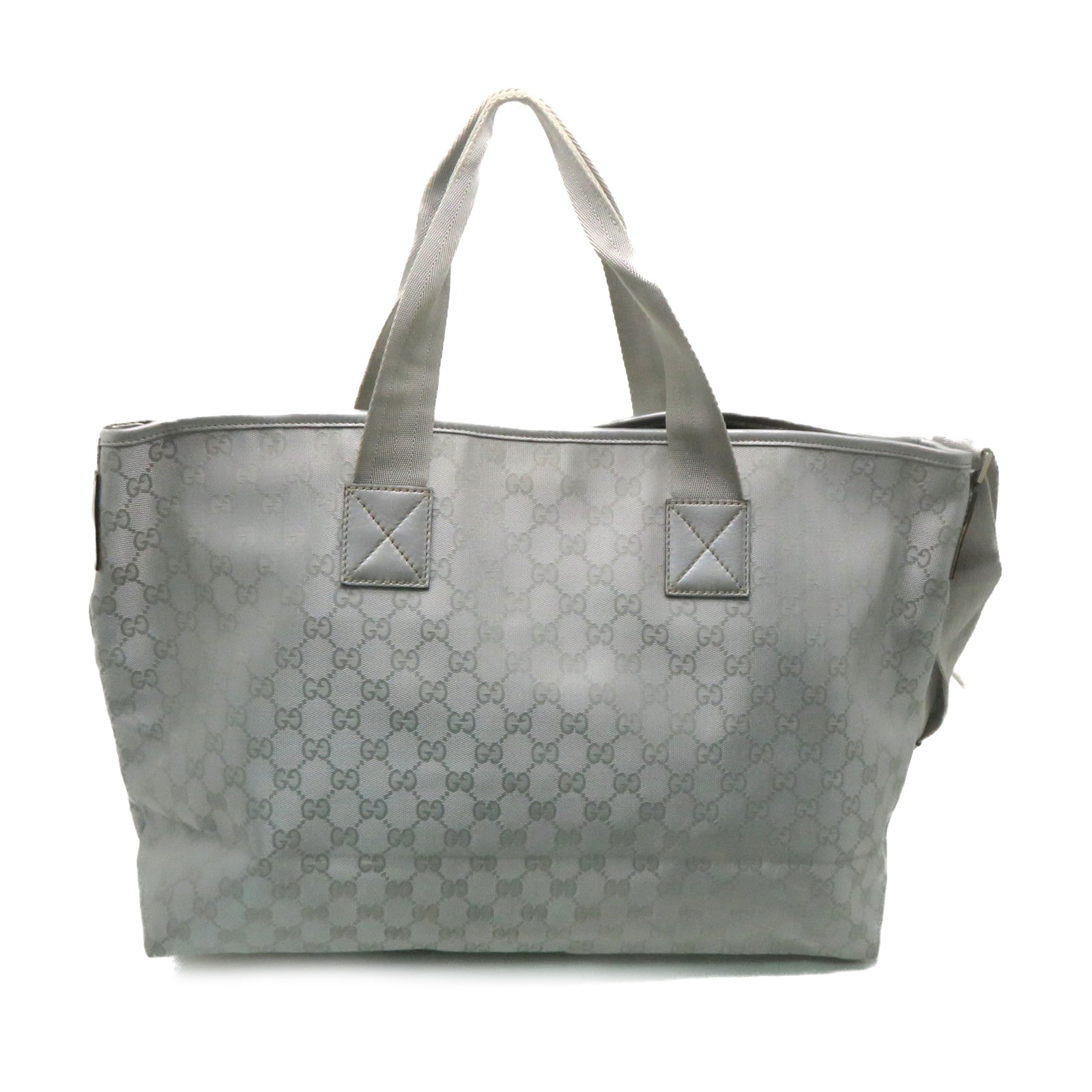 GUCCI 塗層帆布2Way Tote Bag手挽肩背兩用袋銀色