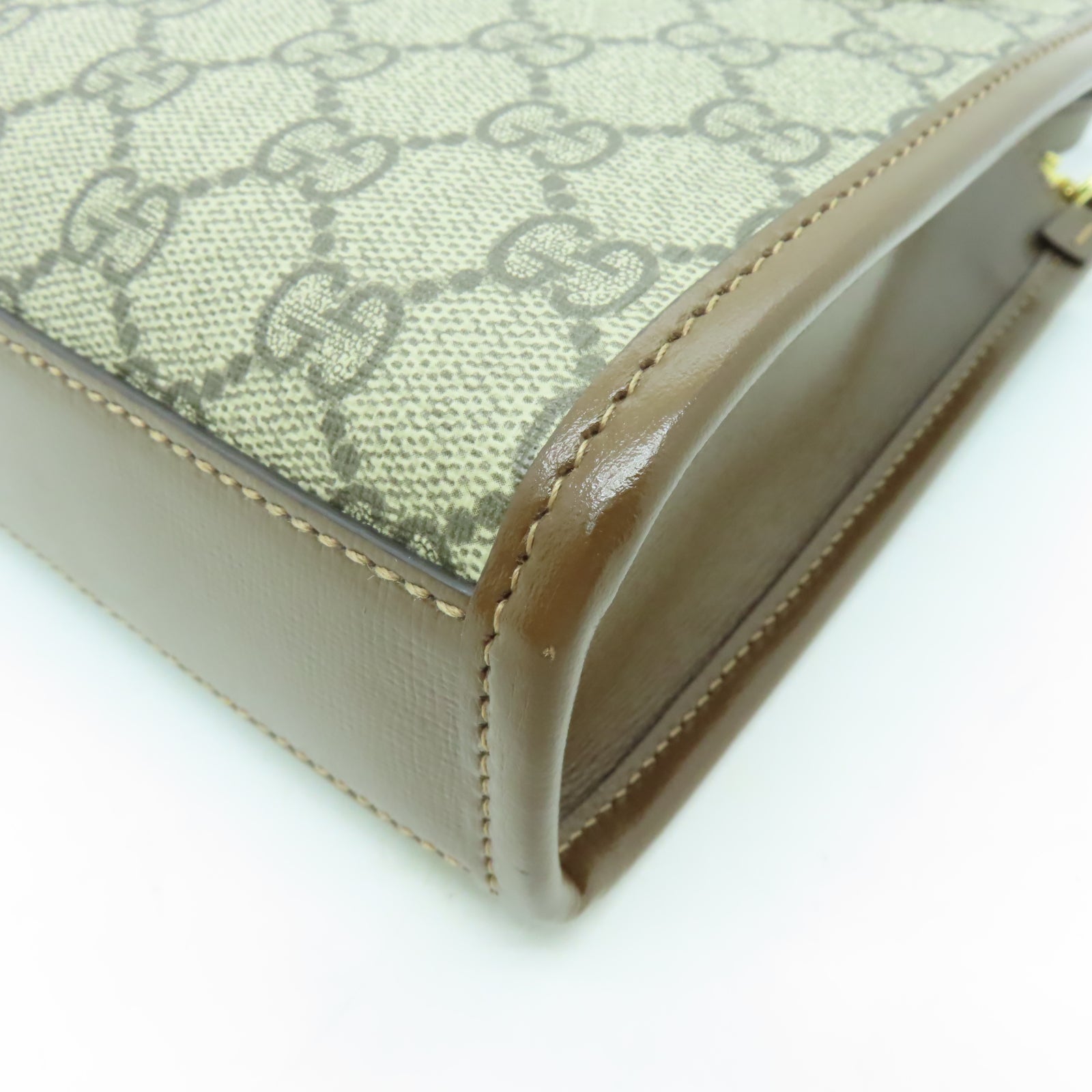 GUCCI 塗層帆布/牛皮皮革2 Way Shoulder手挽肩背兩用袋啡色