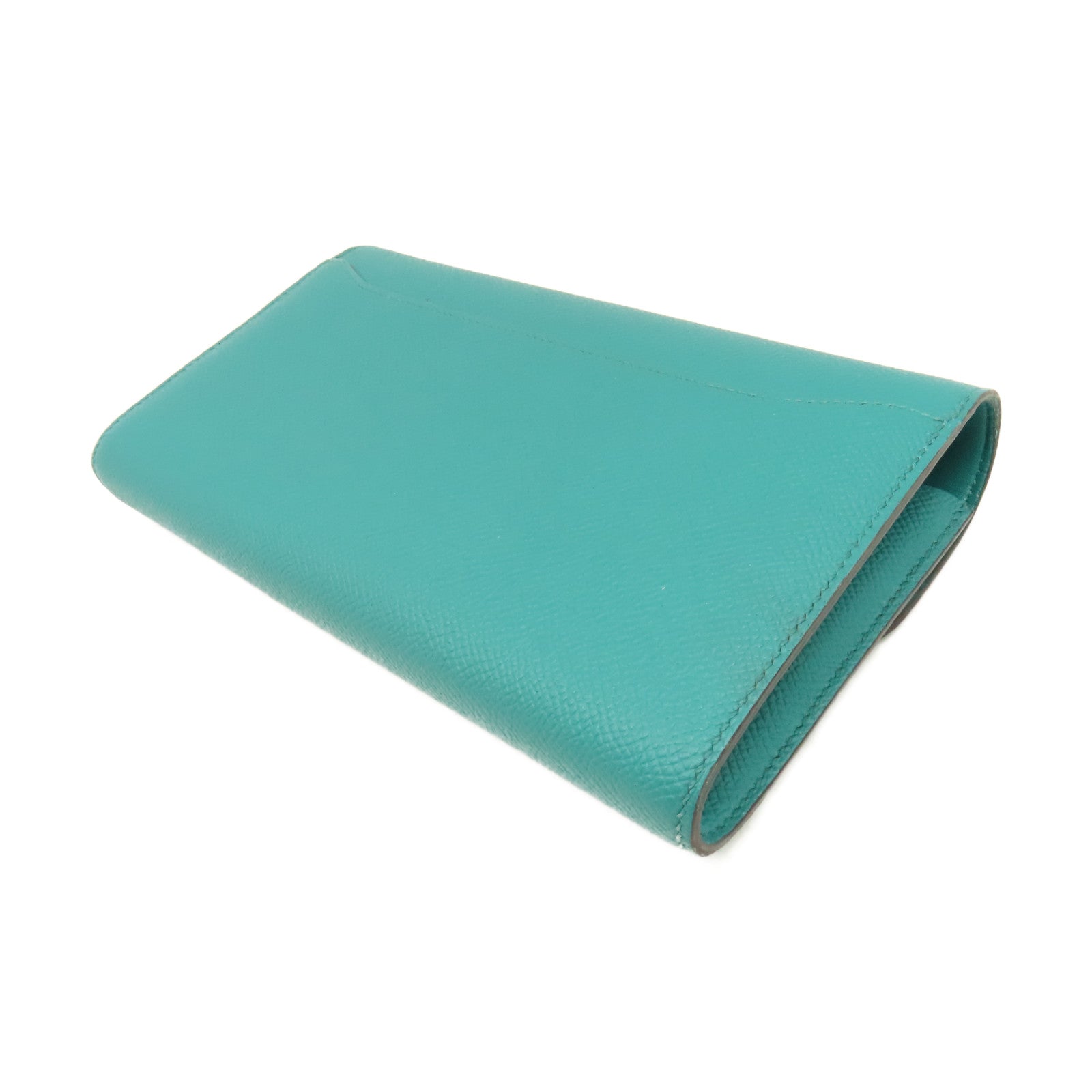 HERMES Epsom皮革Constance Long Wallet銀扣長錢包Menthe薄荷綠色