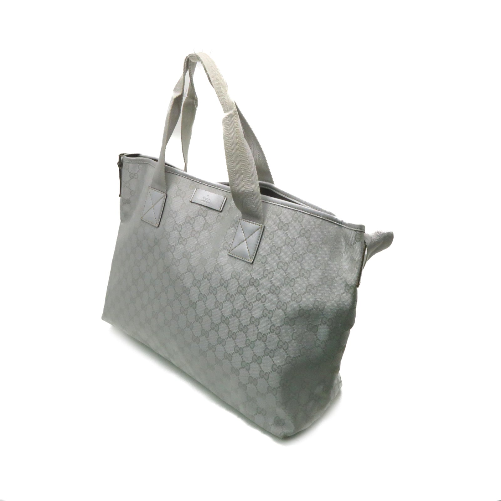 GUCCI 塗層帆布2Way Tote Bag手挽肩背兩用袋銀色