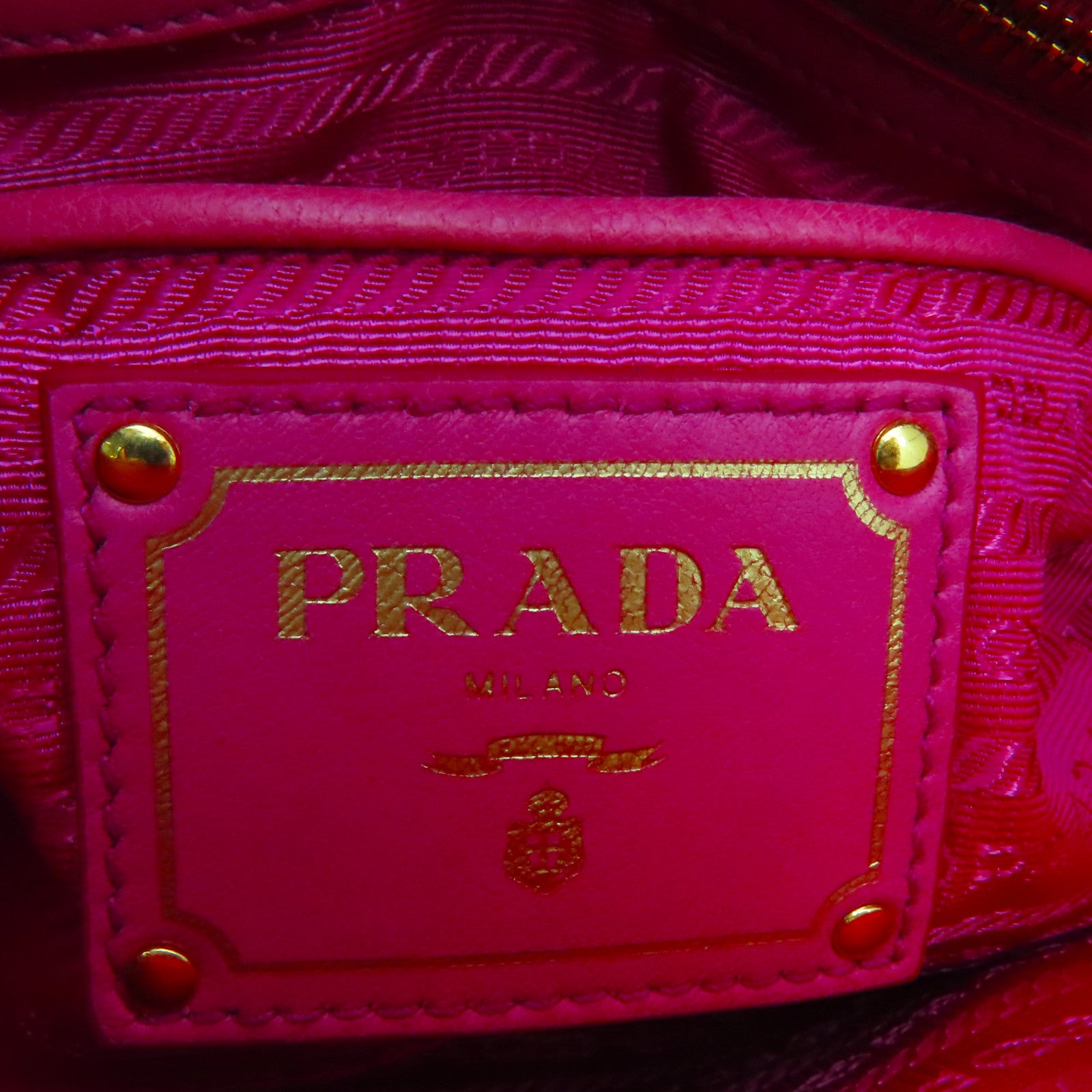 PRADA 尼龍2Way Shoulder金扣手挽肩背兩用袋粉紅色