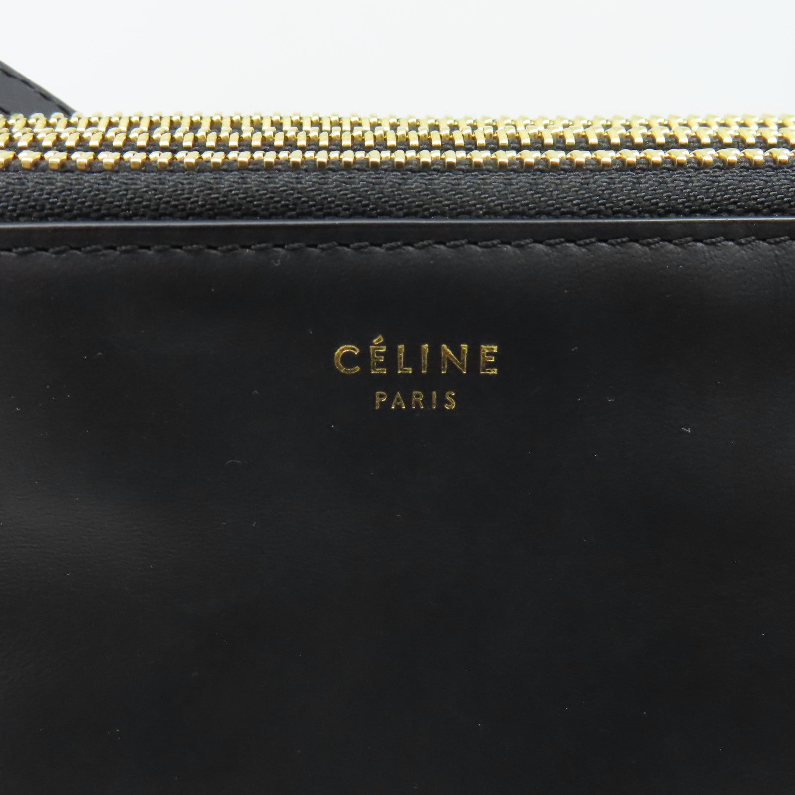CELINE 羊皮皮革Trio Shoulder Bag肩背袋黑色
