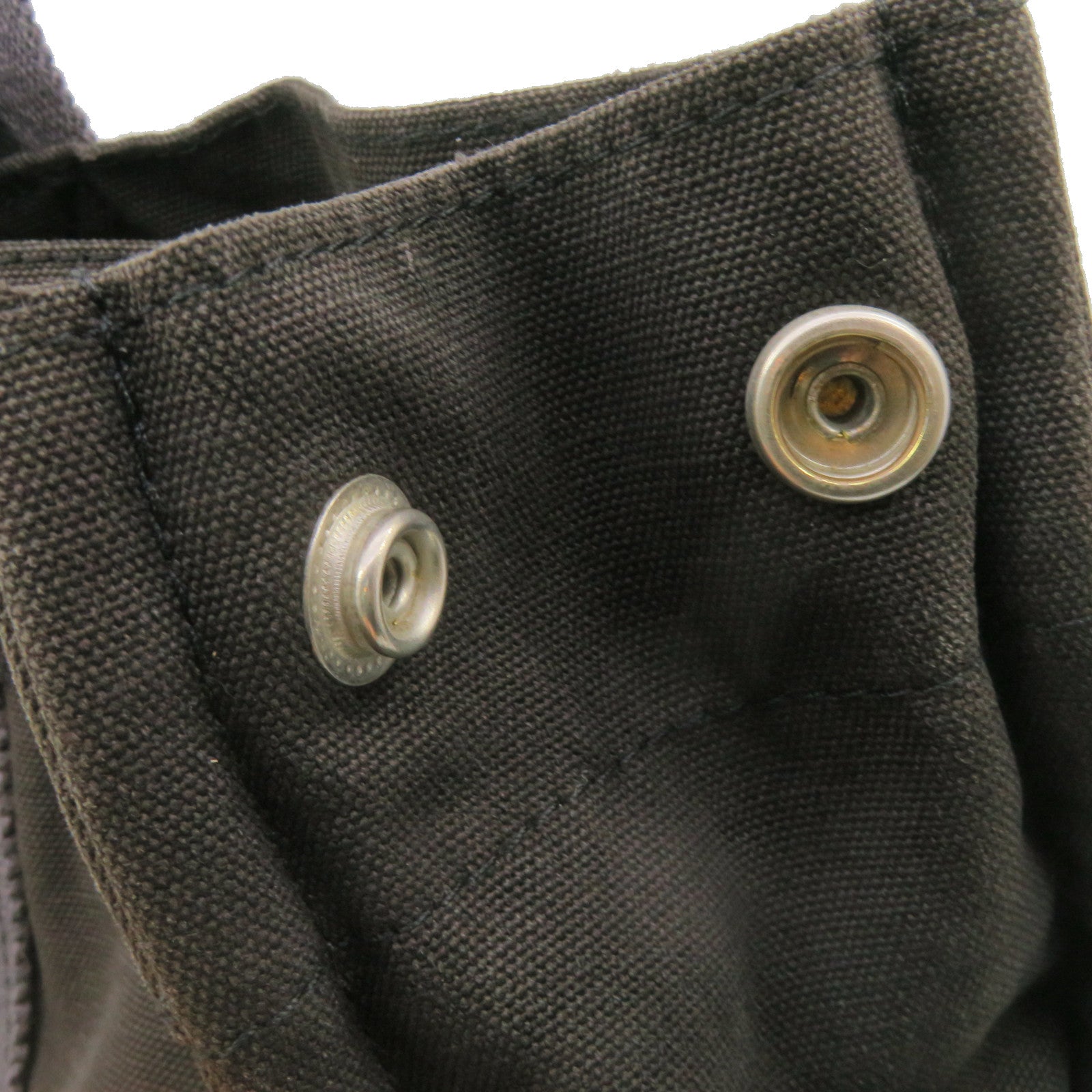 HERMES Canvas Tote Bag Silver Buckle Handle Bag Black