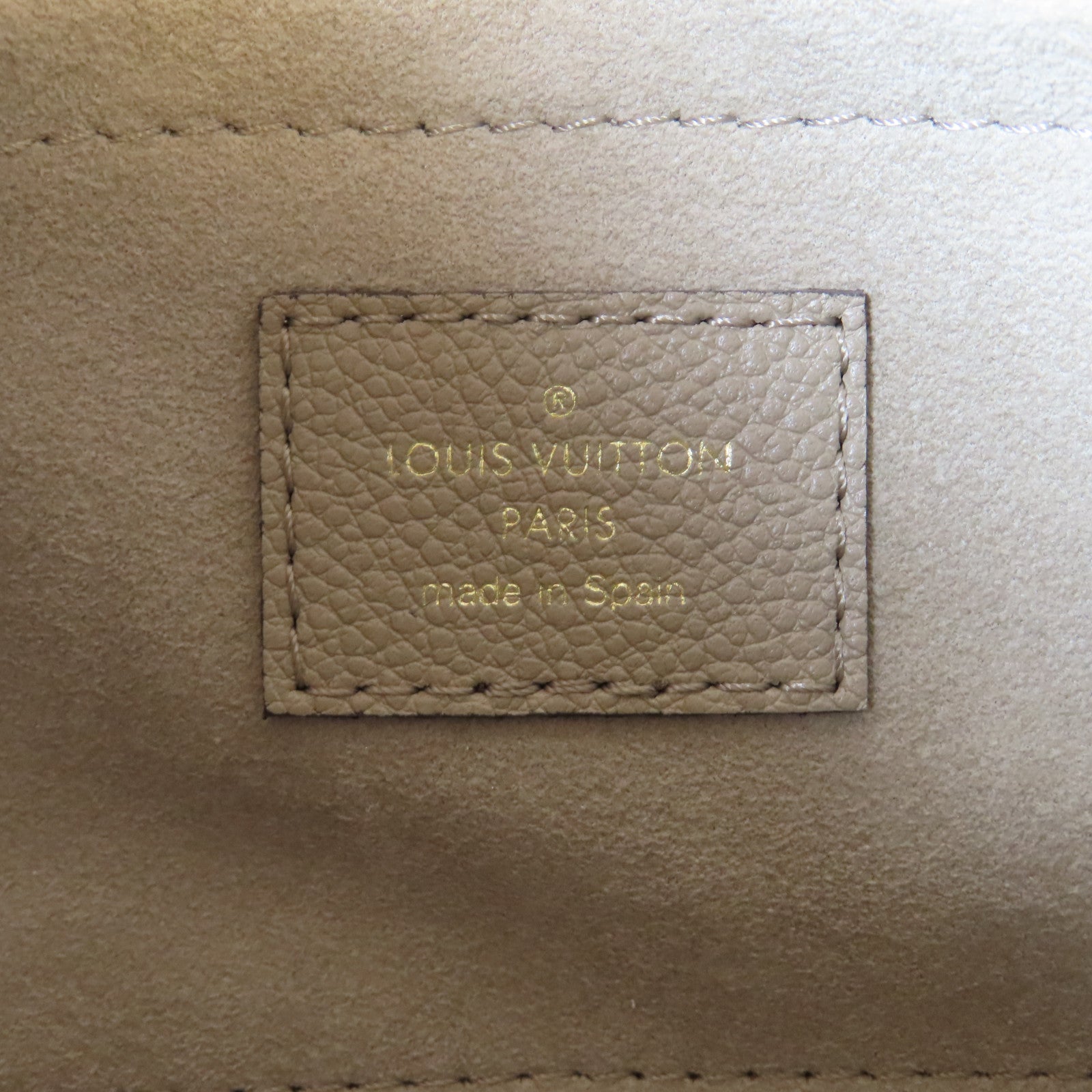 LOUIS VUITTON Monogram Empreinte Bagatelle金扣手挽肩背兩用袋奶油色