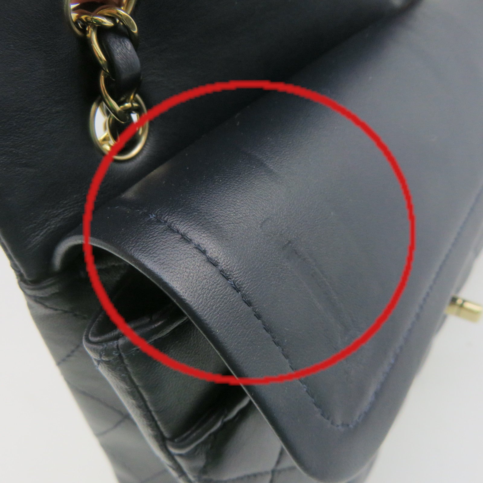CHANEL 菱格羊皮皮革Classic Chain Shoulder Bag金扣链带肩背袋宝蓝色