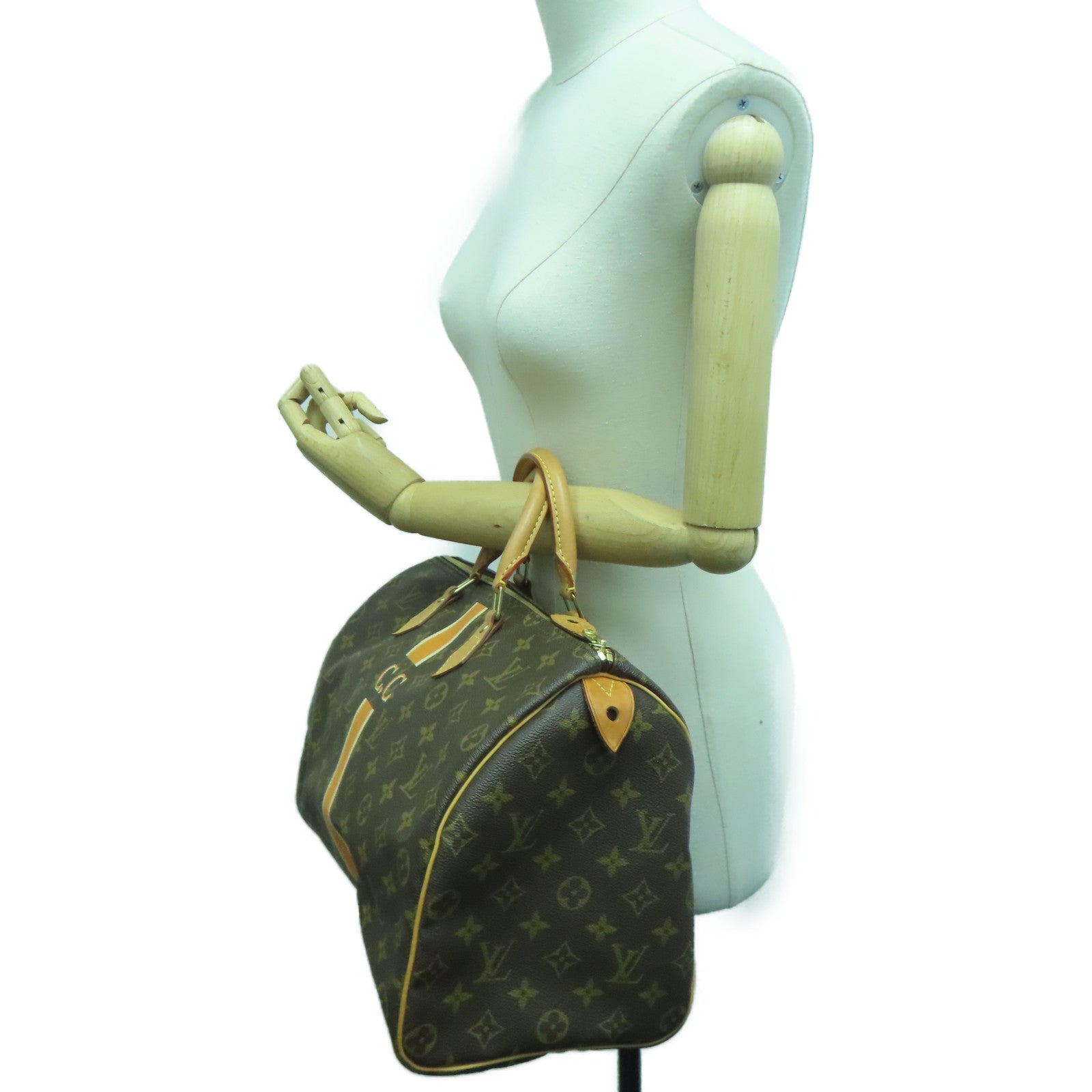 LOUIS VUITTON Monogram Speedy 35 My LV Heritage HandBag金扣手挽袋啡色