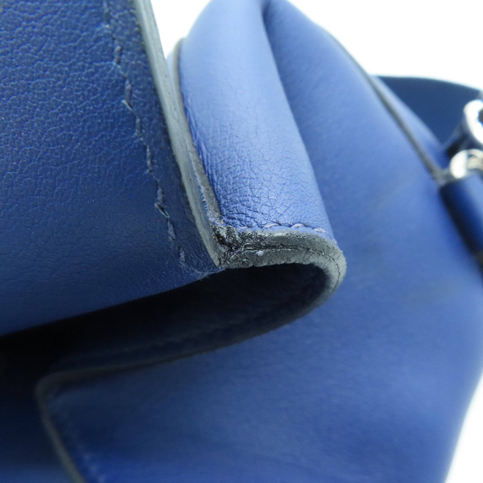 HERMES 【Sharp Discount】Evercolor Leather Toolbox 26 Silver Buckle Handle Shoulder Back Dual-purpose Bag Blue