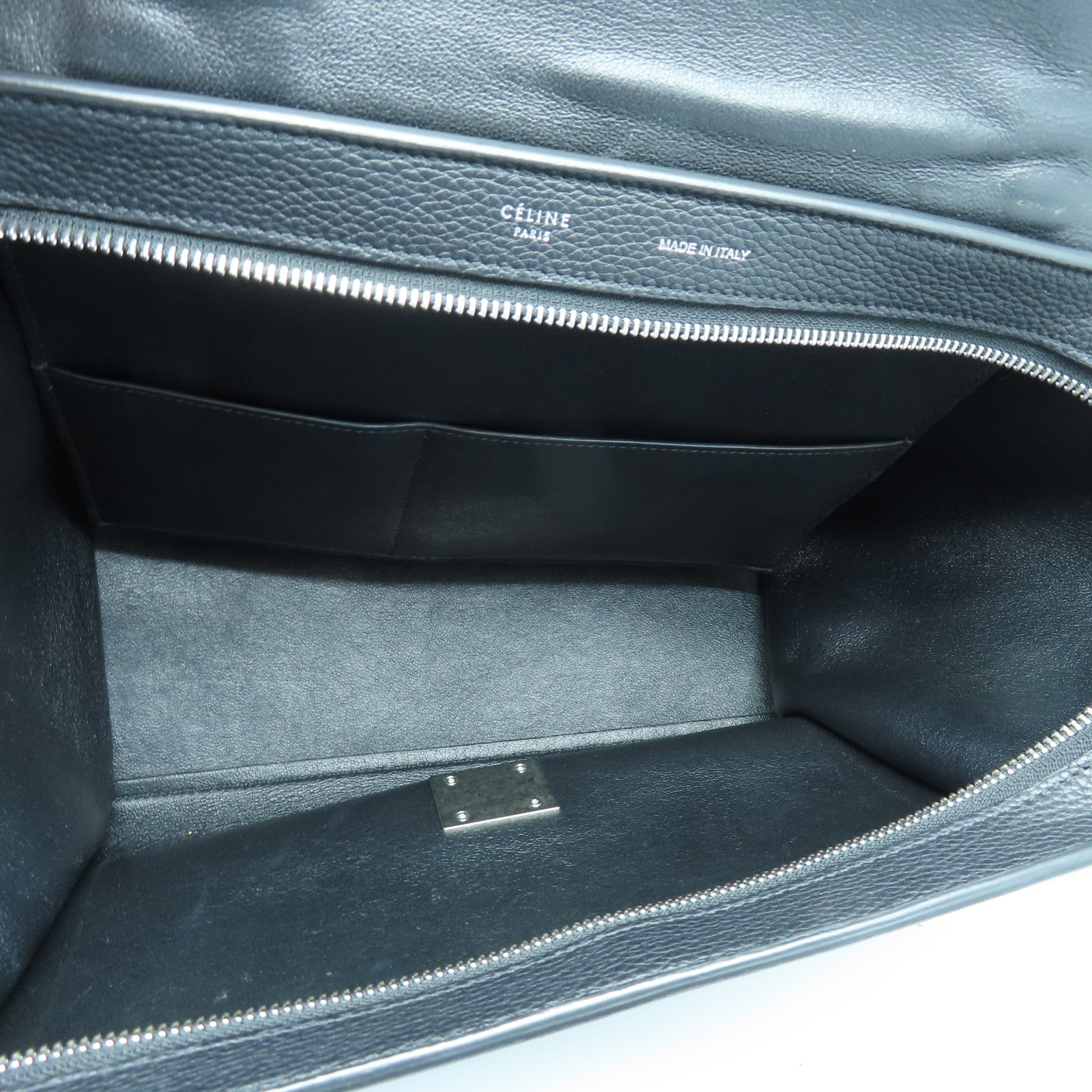 CELINE 牛皮皮革Trapeze银扣手挽肩背两用袋黑色