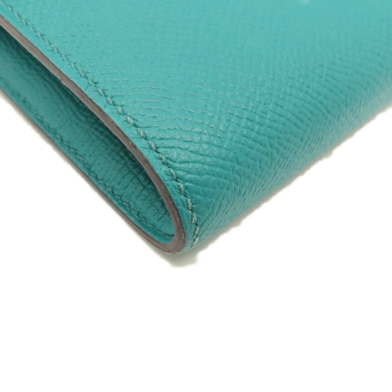 HERMES Epsom皮革Constance Long Wallet銀扣長錢包Menthe薄荷綠色