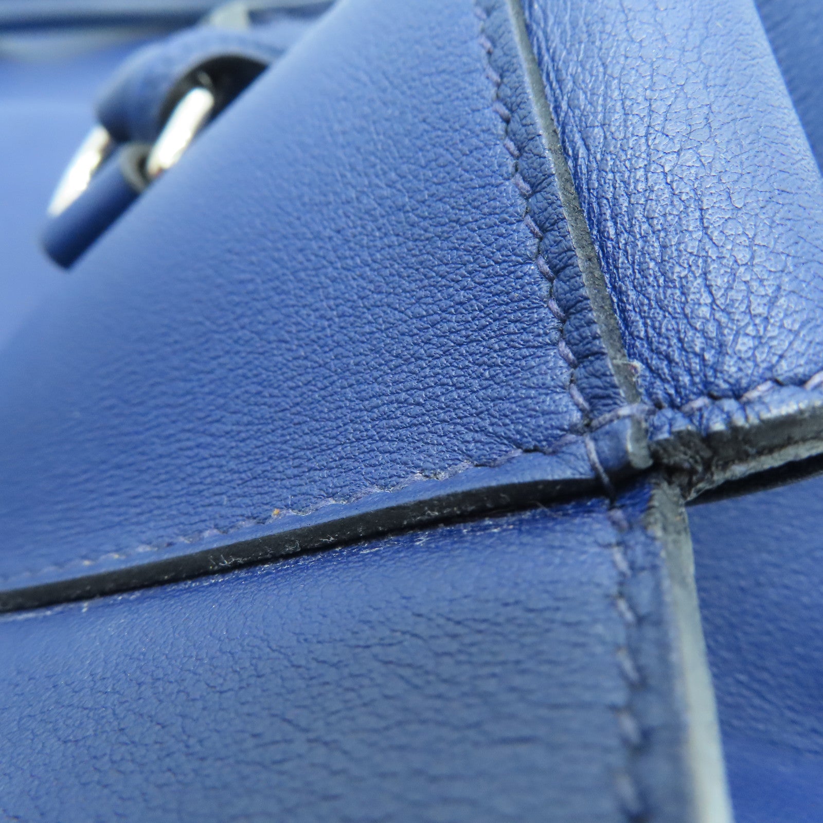HERMES 【Sharp Discount】Evercolor Leather Toolbox 26 Silver Buckle Handle Shoulder Back Dual-purpose Bag Blue