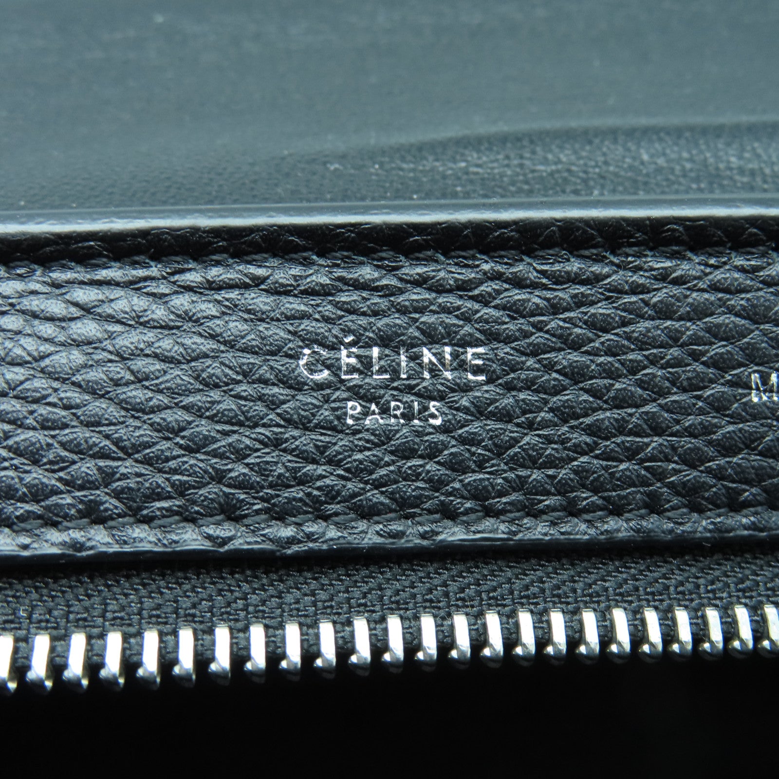CELINE 牛皮皮革Trapeze银扣手挽肩背两用袋黑色