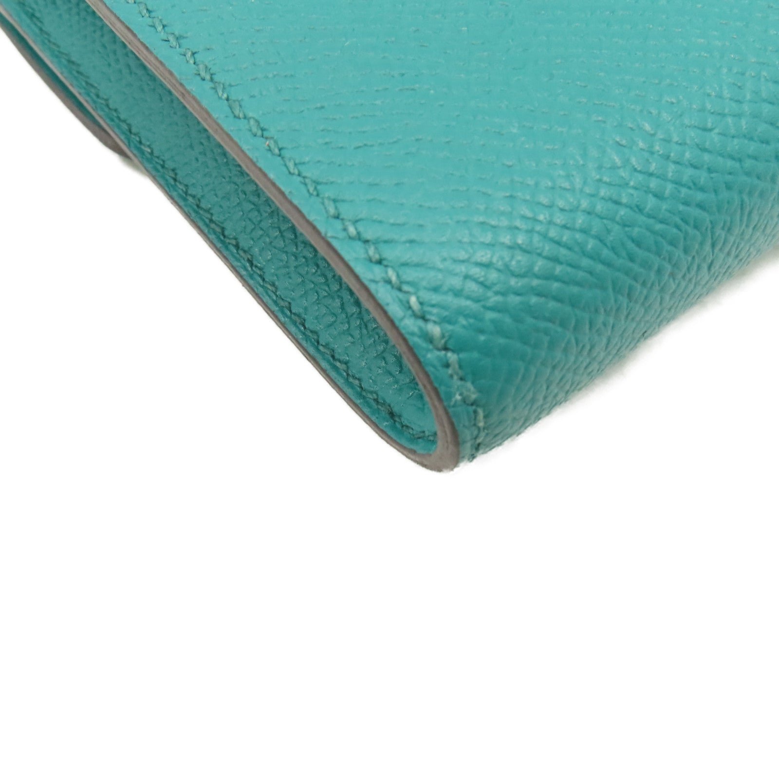 HERMES Epsom皮革Constance Long Wallet銀扣長錢包Menthe薄荷綠色