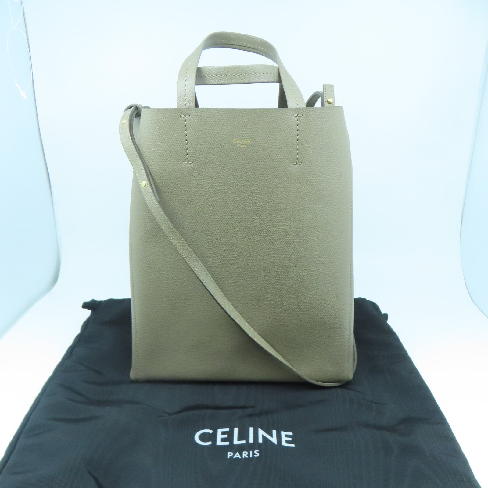 CELINE 牛皮皮革Small Cabag金扣手挽肩背两用袋灰色