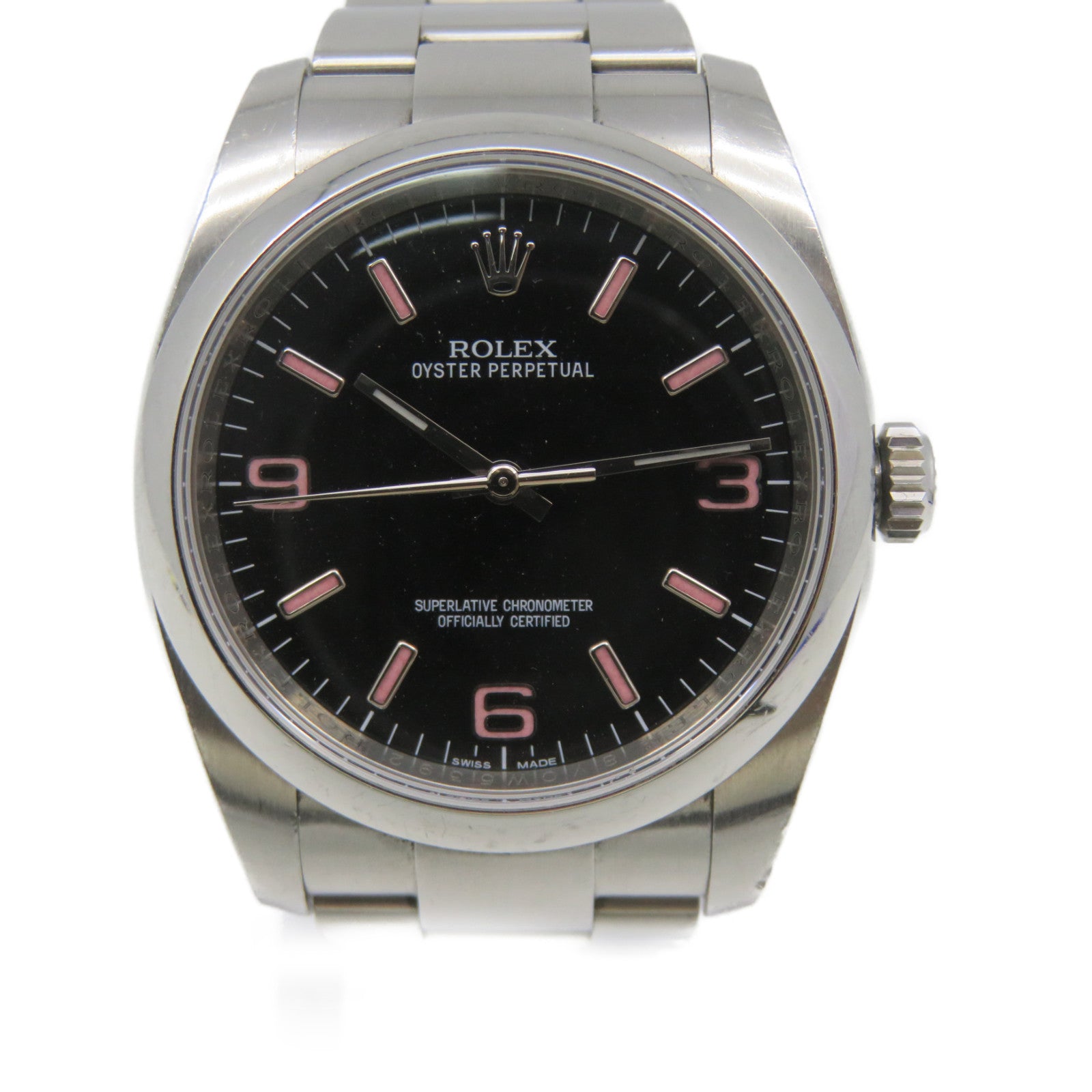 ROLEX Oyster Perpetual Watch不鏽鋼自動機芯手錶黑色/粉紅色/銀色