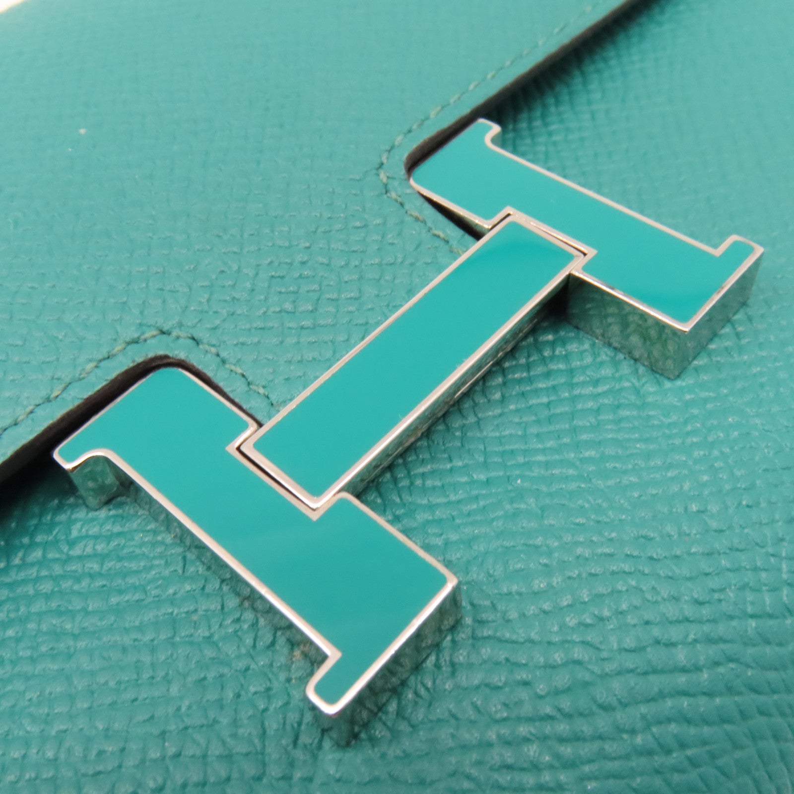 HERMES Epsom皮革Constance Long Wallet銀扣長錢包Menthe薄荷綠色