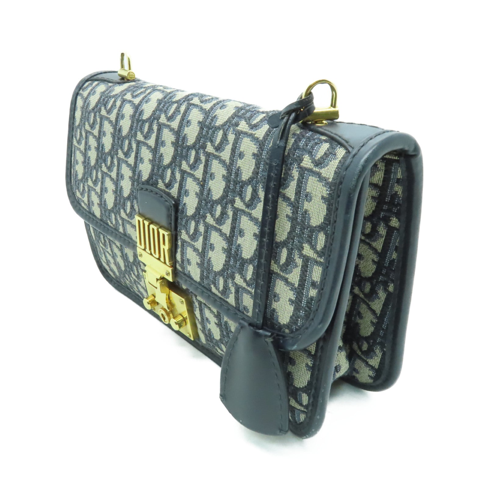 Dior 帆布Dior Addict Oblique金扣肩背袋藍色